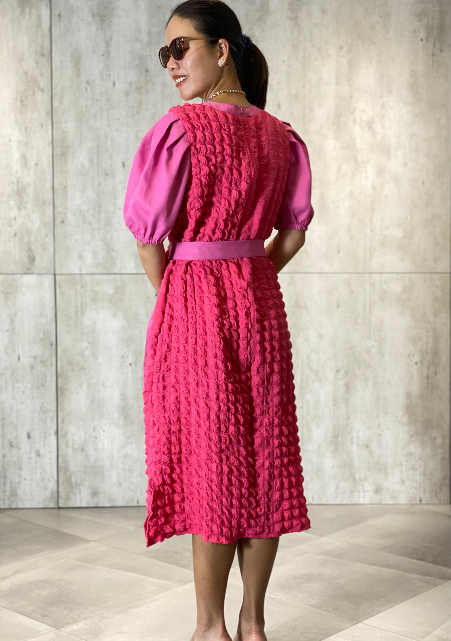 Harley (Plus Size) Waffle Dress (Sash Included)