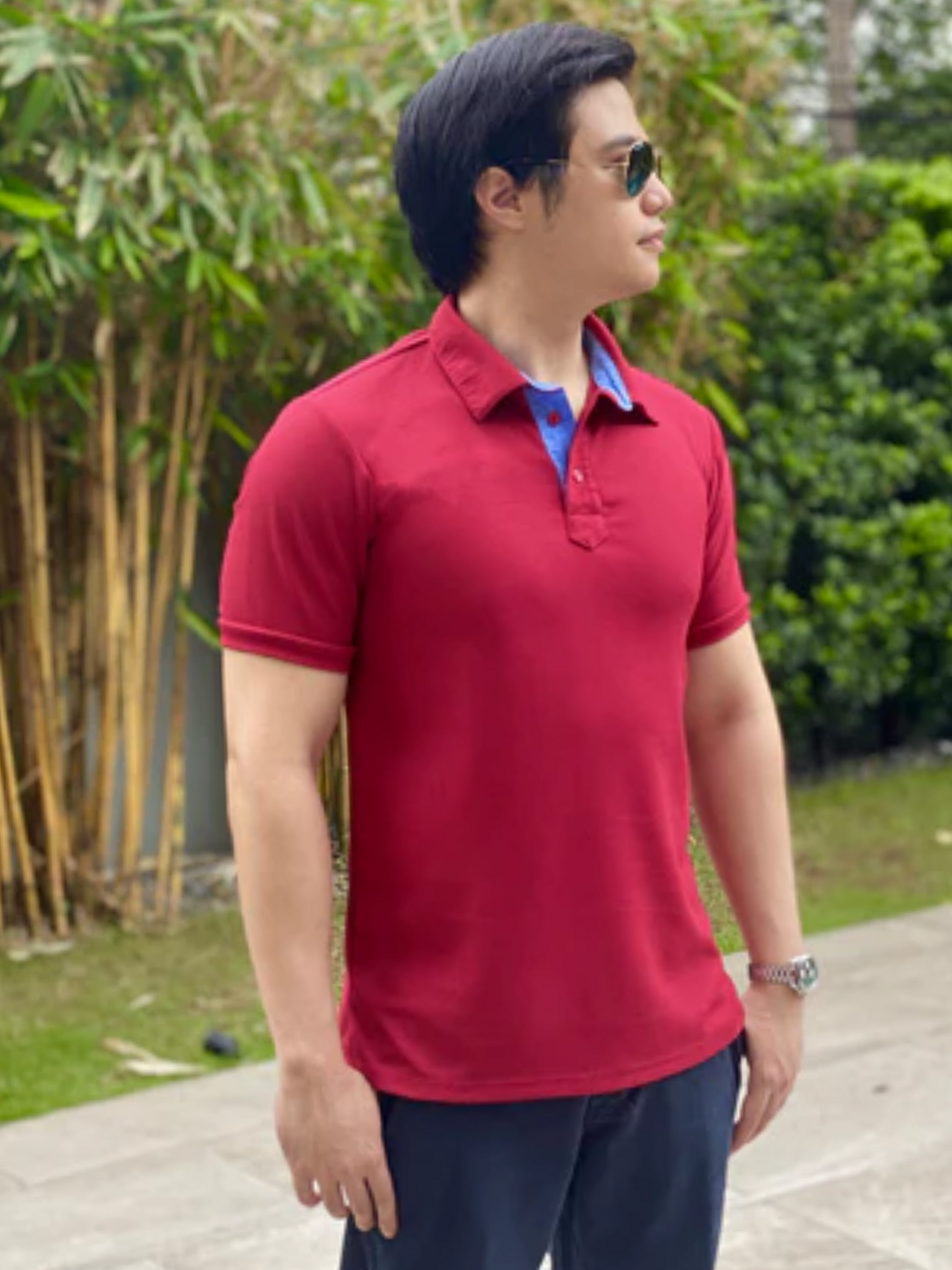 Martin (Plus Size) Waffle Polo Top (MEN)