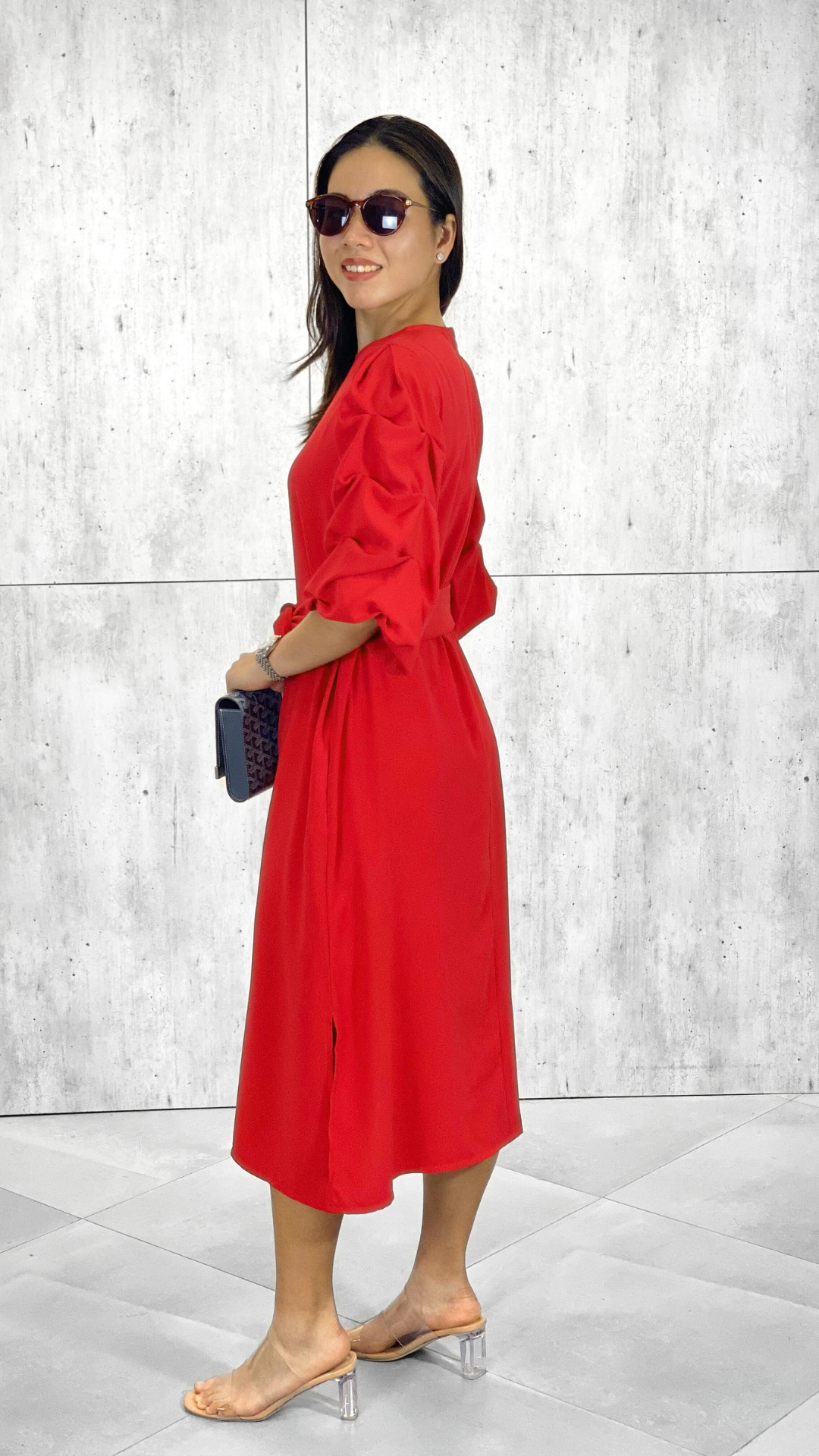 Inez Tuck Sleeve Dress (Sash Included)