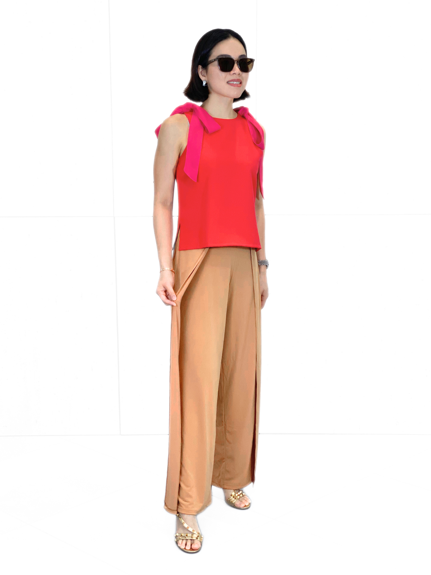 Finley Sleeveless Ribbon Accent Top
