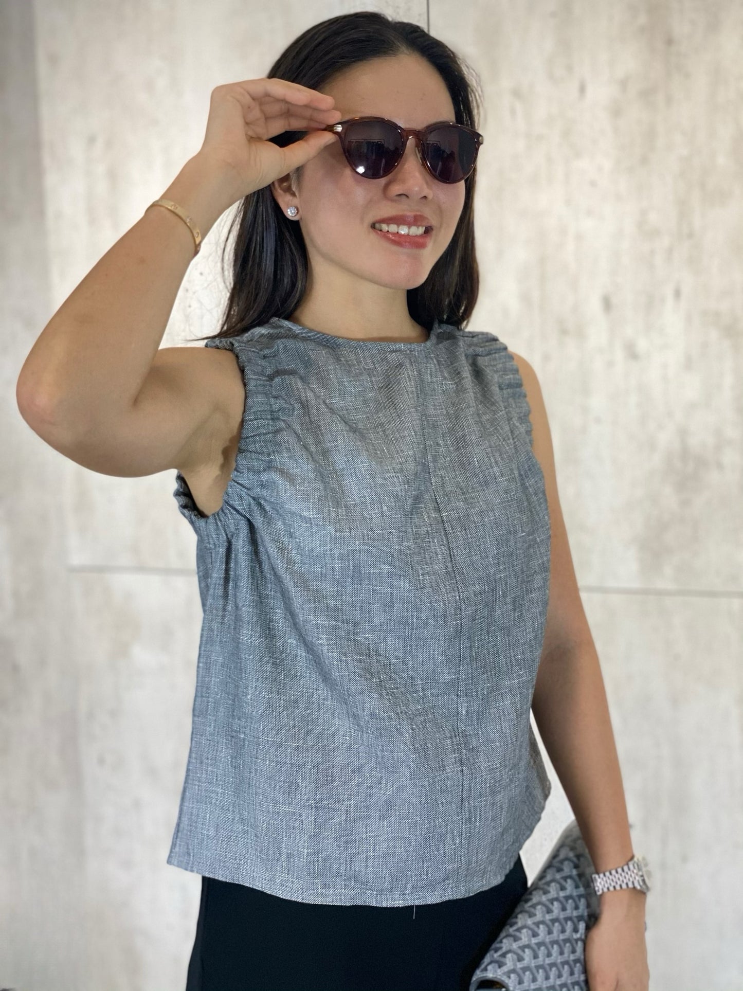 Eliza Elasticized Accent Top