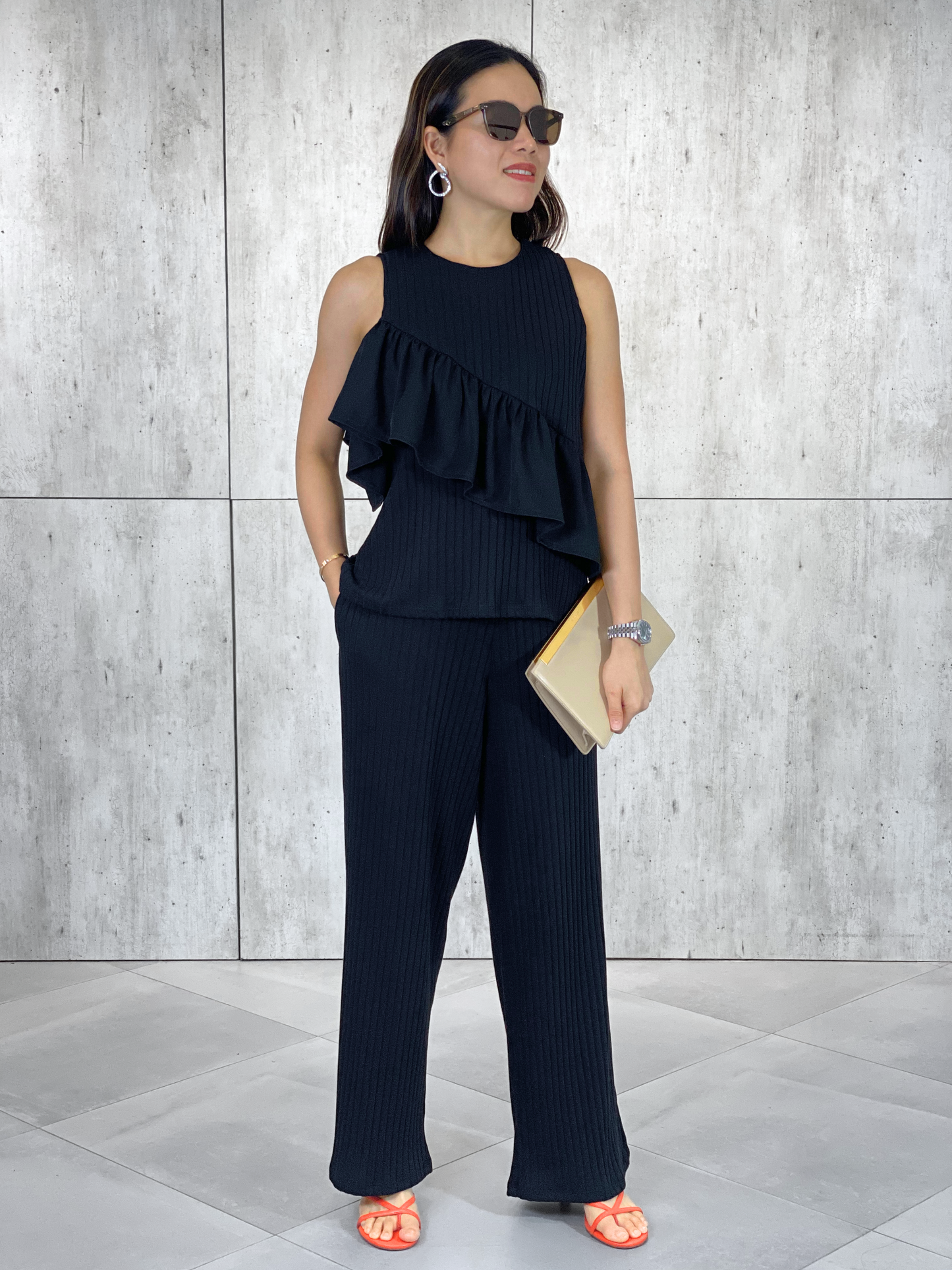 Luci (Plus Size) Ribbed Side Slit Pants