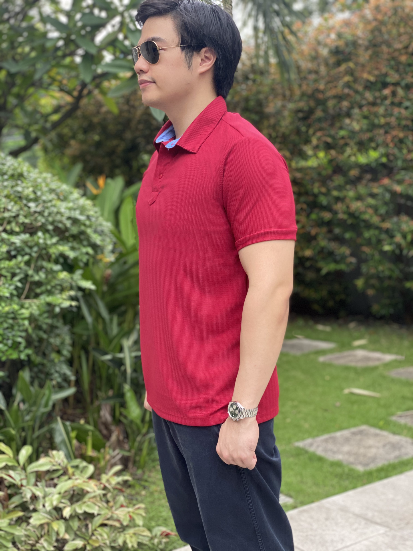 Martin (Plus Size) Waffle Polo Top (MEN)