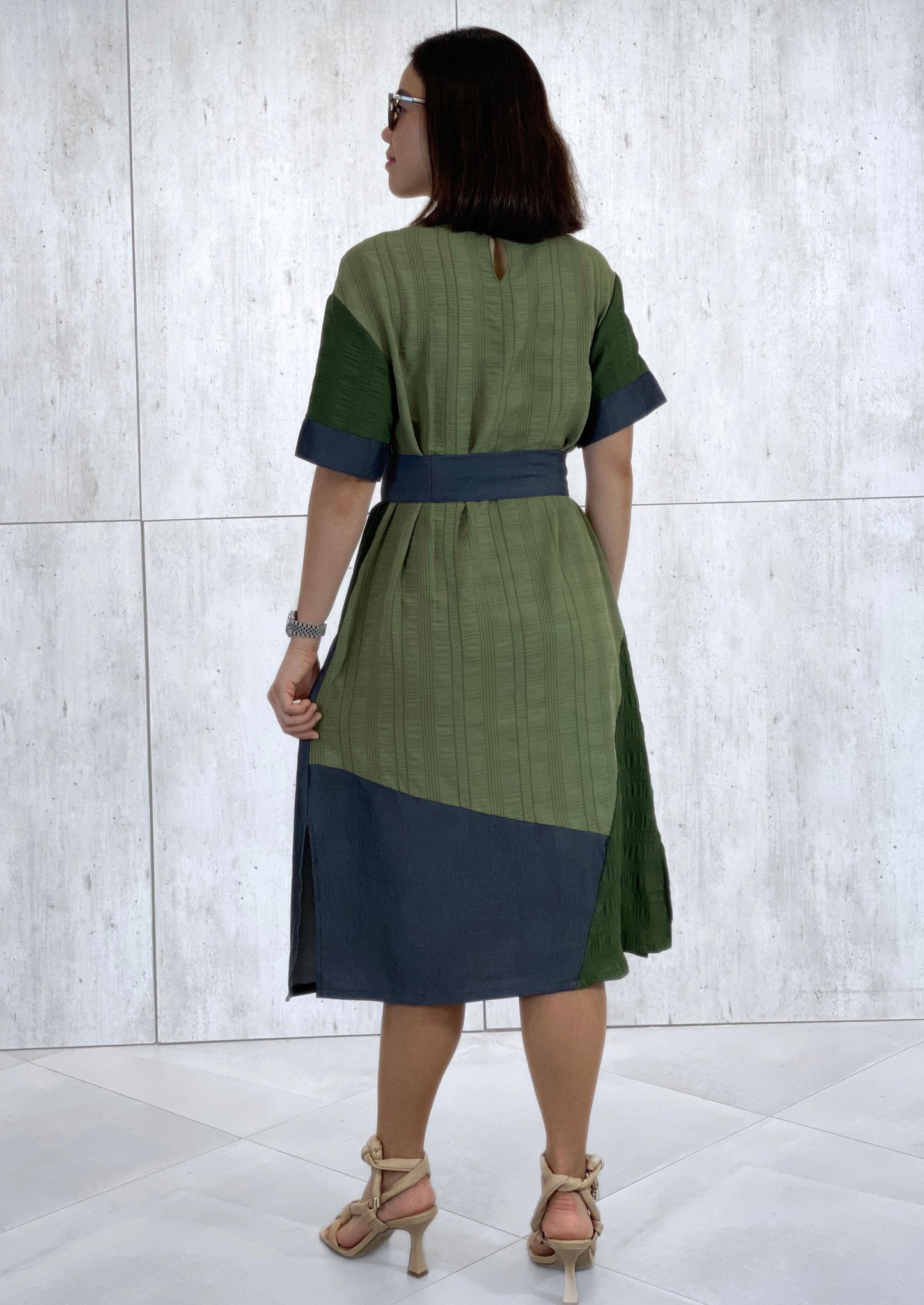 Rei (Plus Size) Geometric Denim Dress