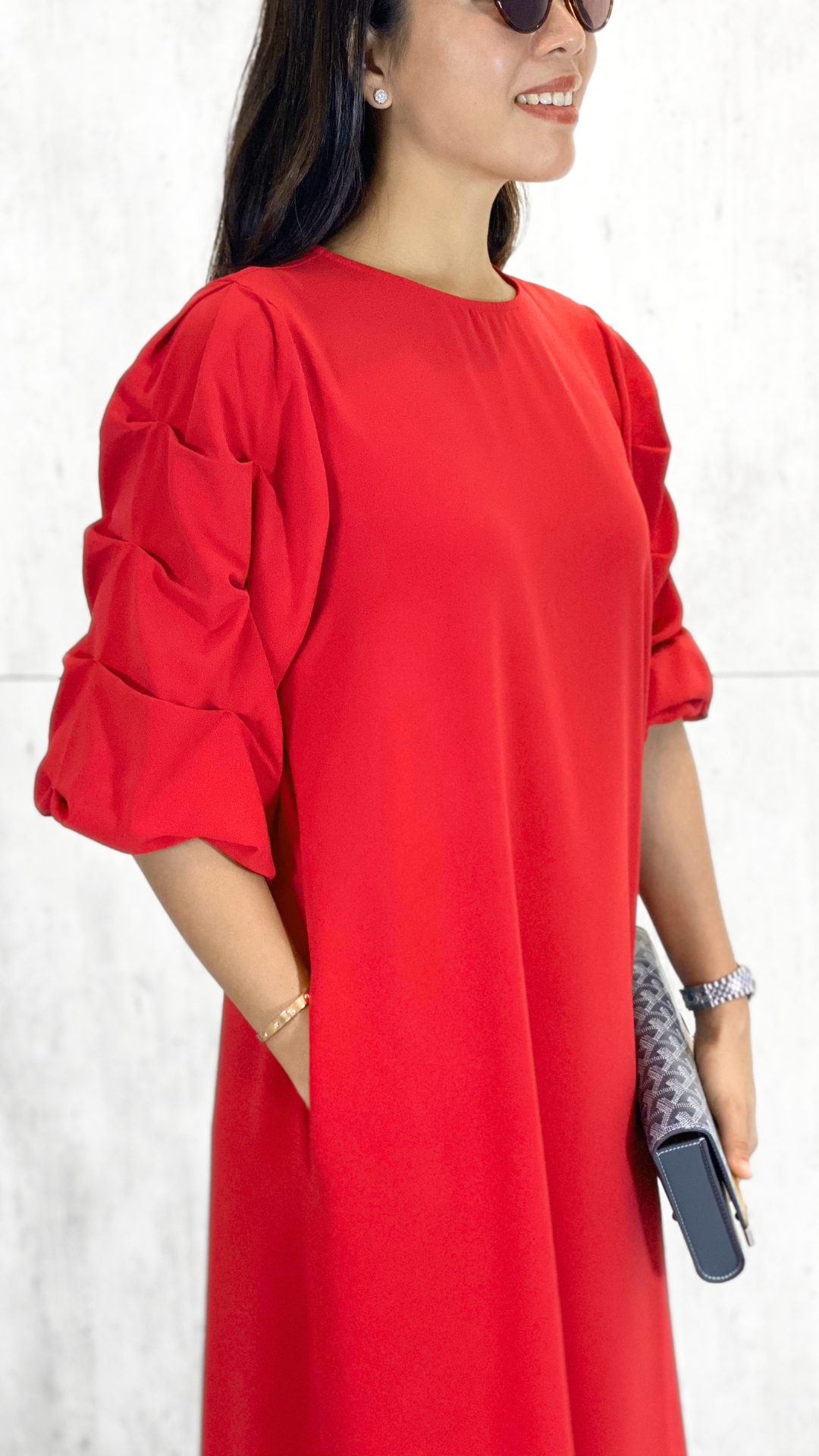 Inez Tuck Sleeve Dress (Sash Included)