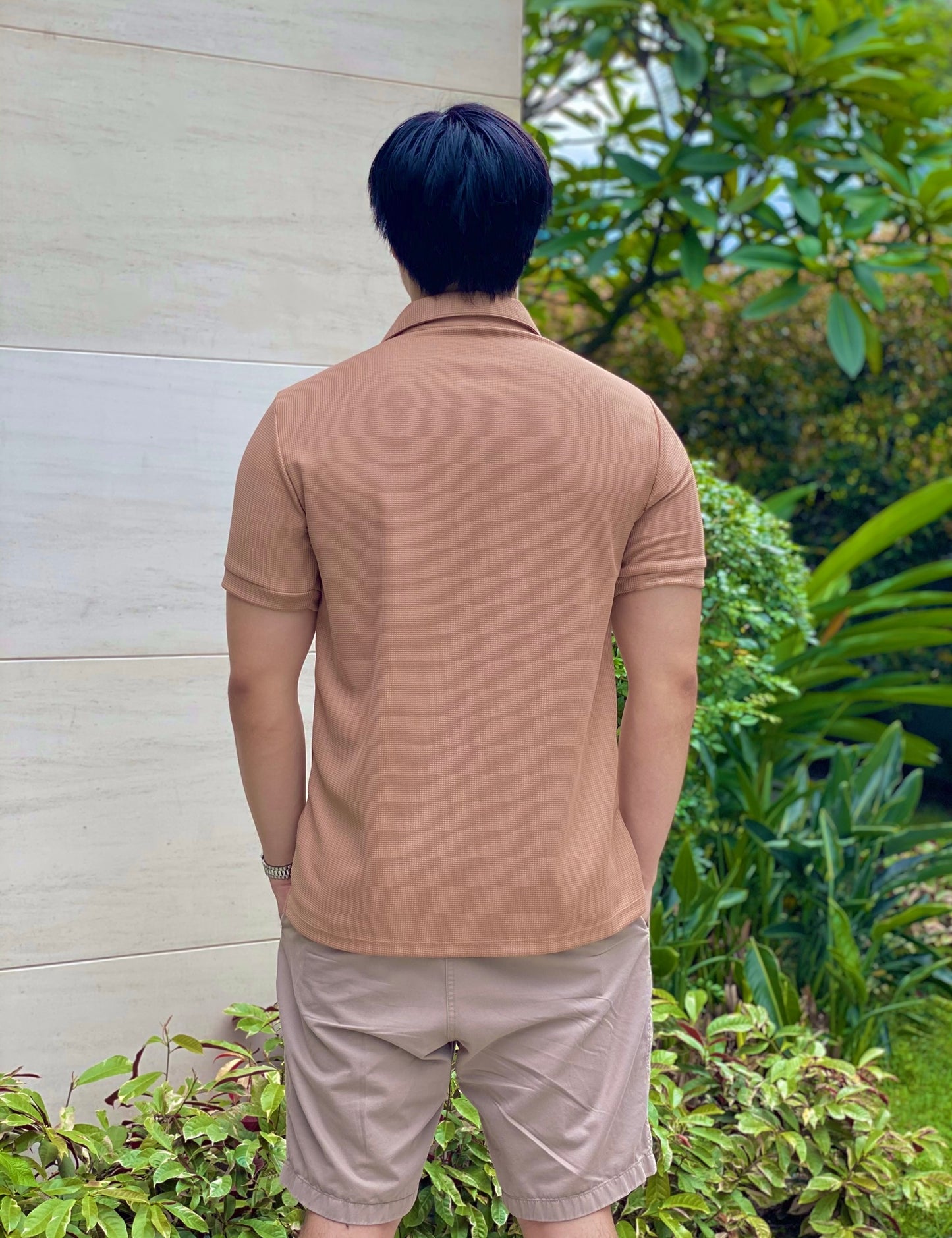 Martin (Plus Size) Waffle Polo Top (MEN)