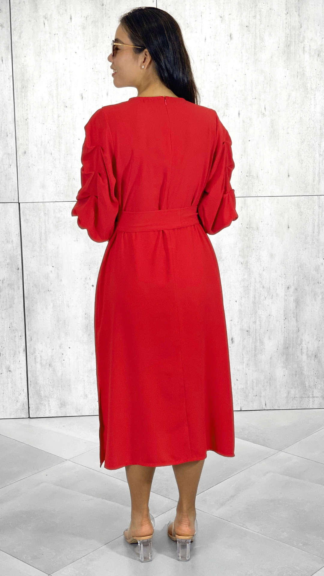 Inez Tuck Sleeve Dress (Sash Included)