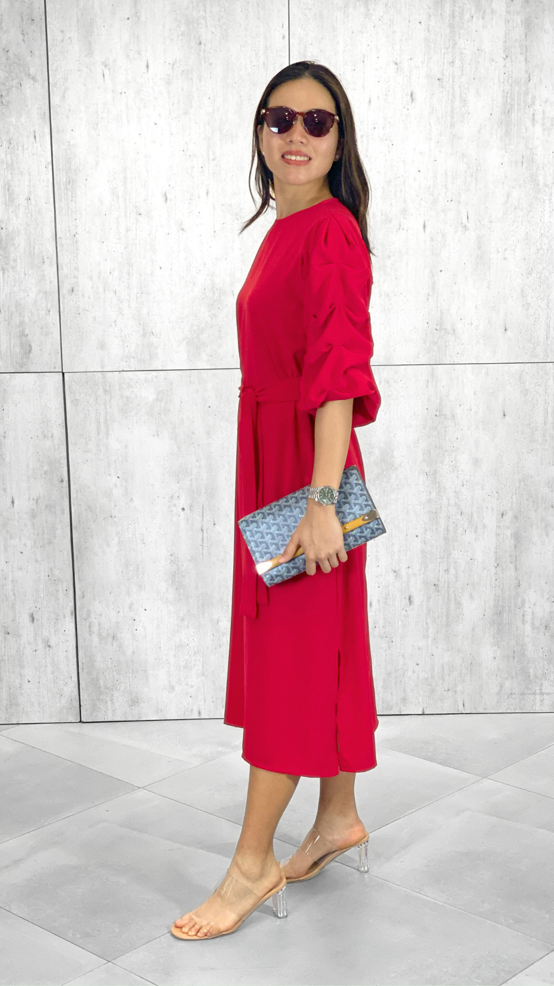 Inez Tuck Sleeve Dress (Sash Included)