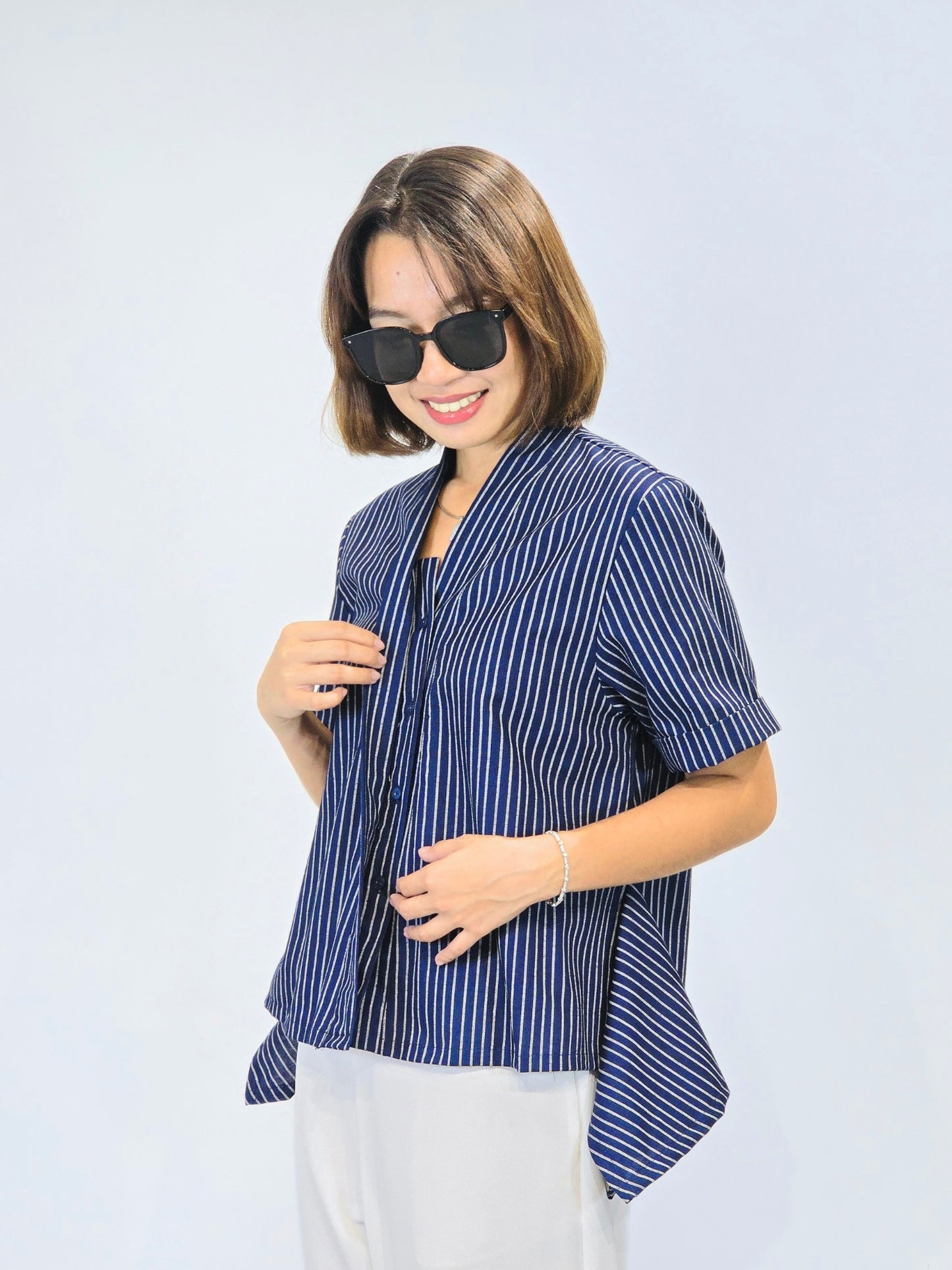 Kira (Plus Size) Pinstripes Top
