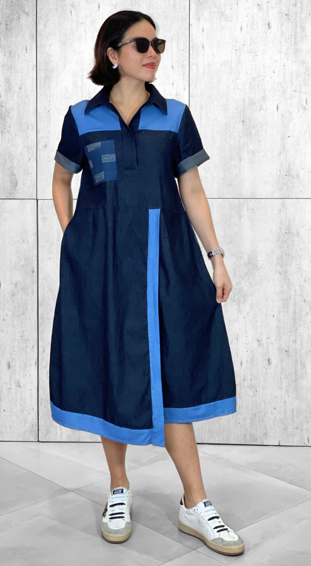 Vivian (Plus Size) Ethnic Denim Dress