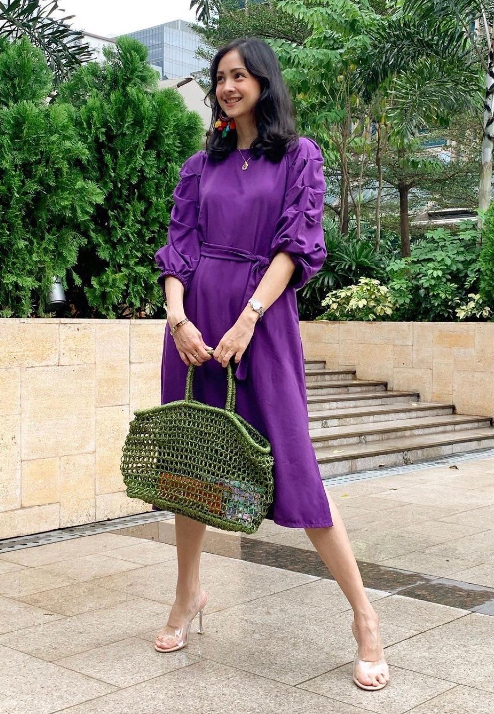Inez (Plus Size) Tuck Sleeve Dress (Sash Included)