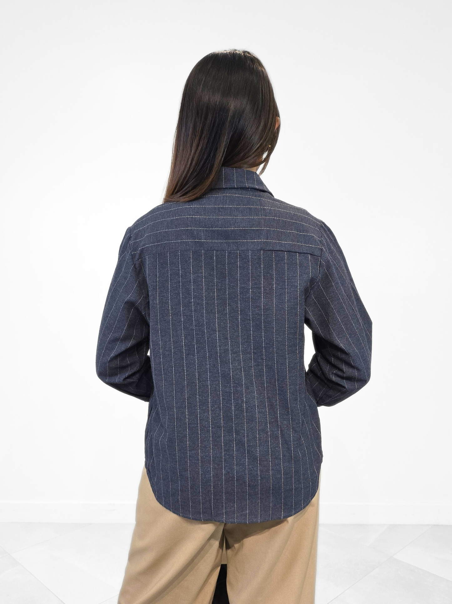 Alex Pinstripes Polo Top (Unisex)
