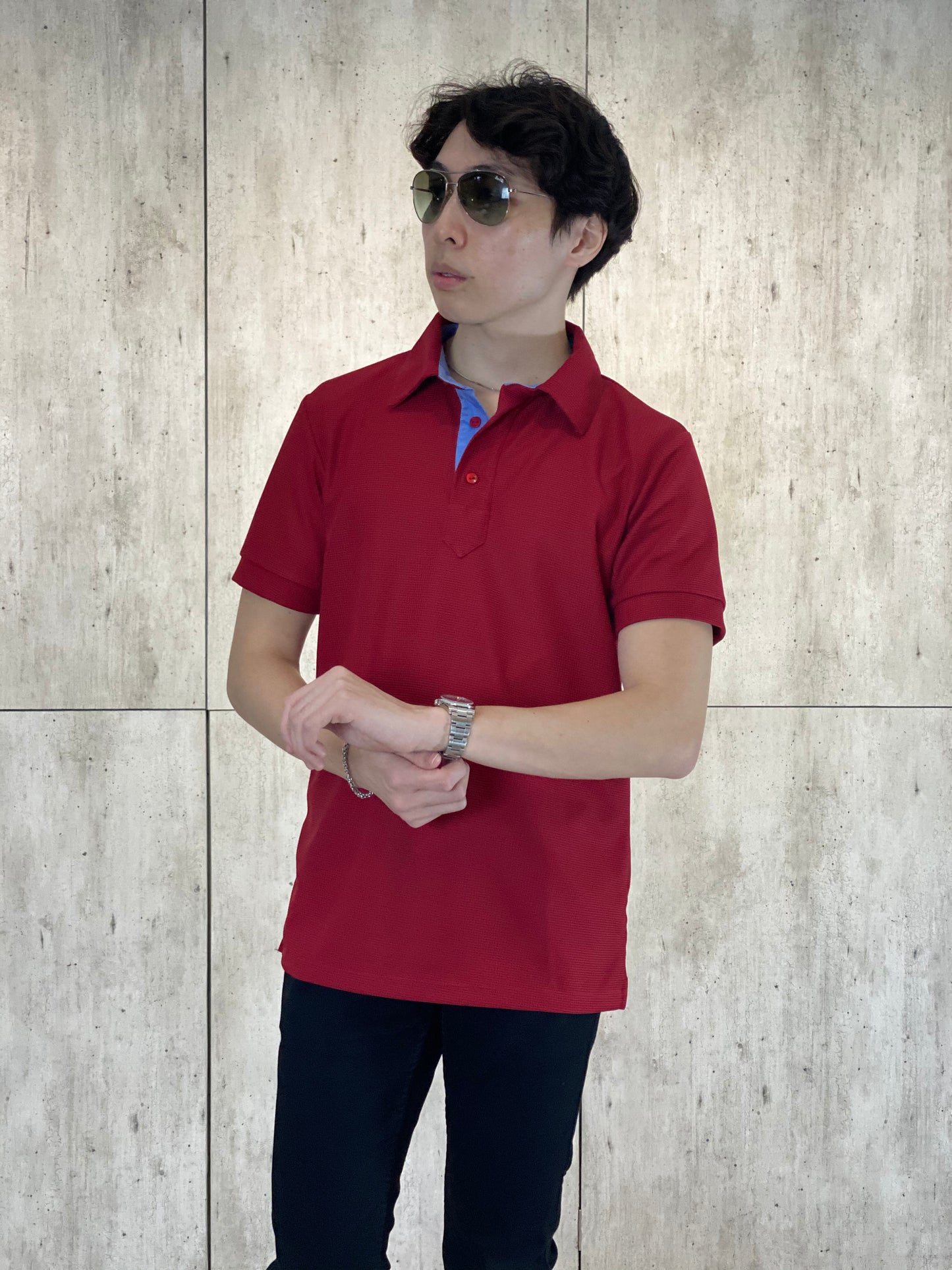 Martin (Plus Size) Waffle Polo Top (MEN)