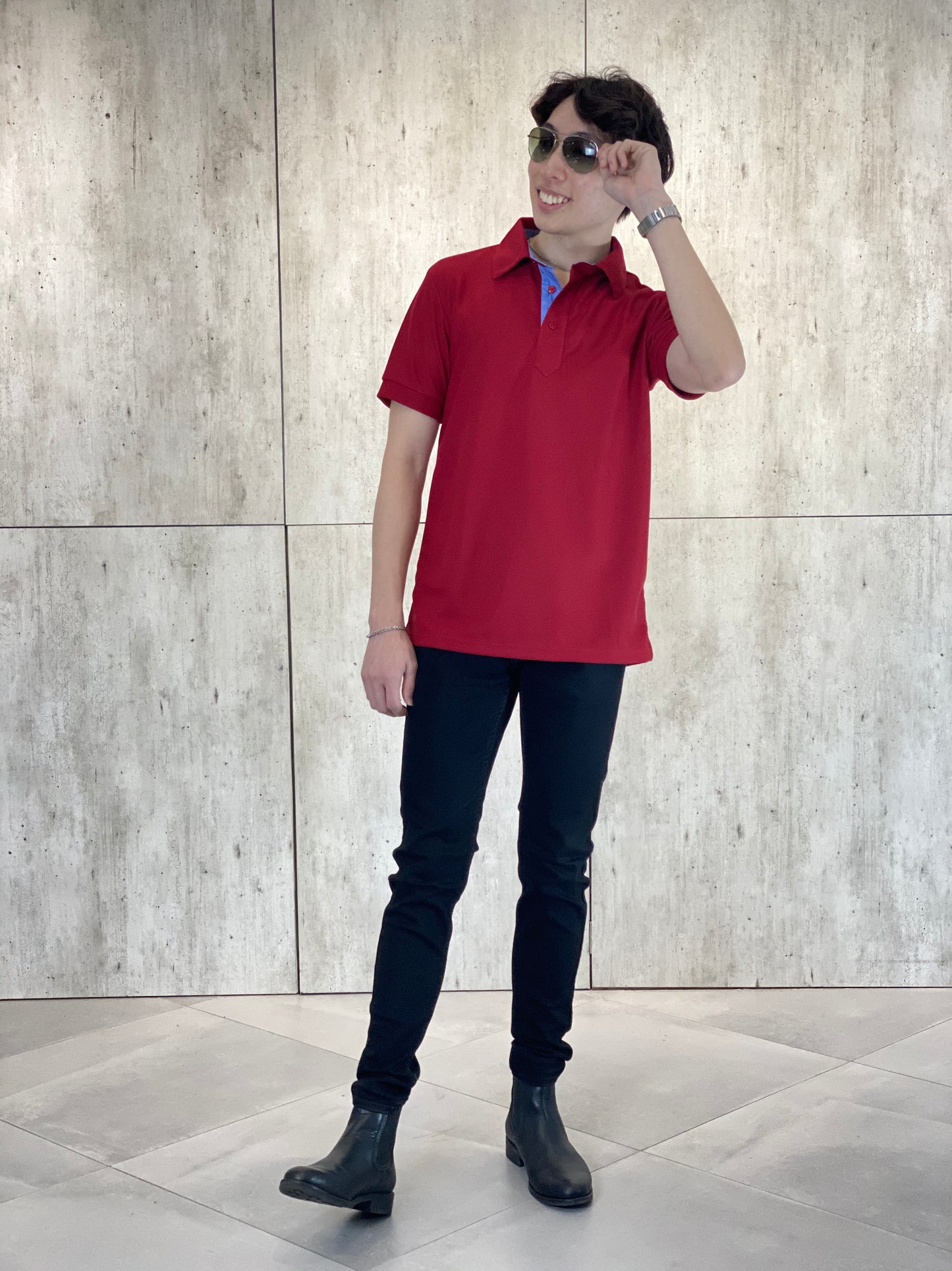 Martin (Plus Size) Waffle Polo Top (MEN)