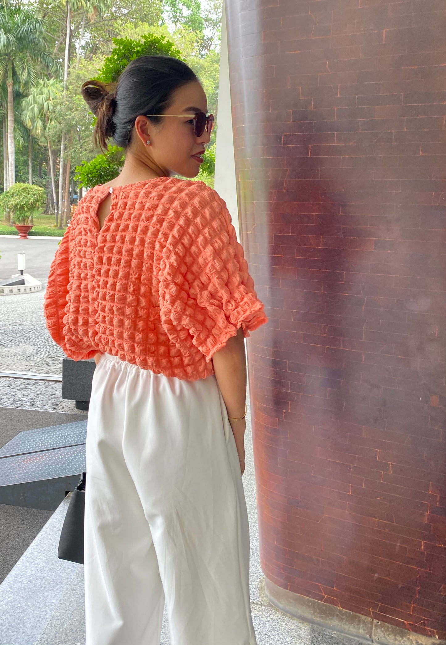 Milan (Plus Size) Waffle Detailed Sleeve Top