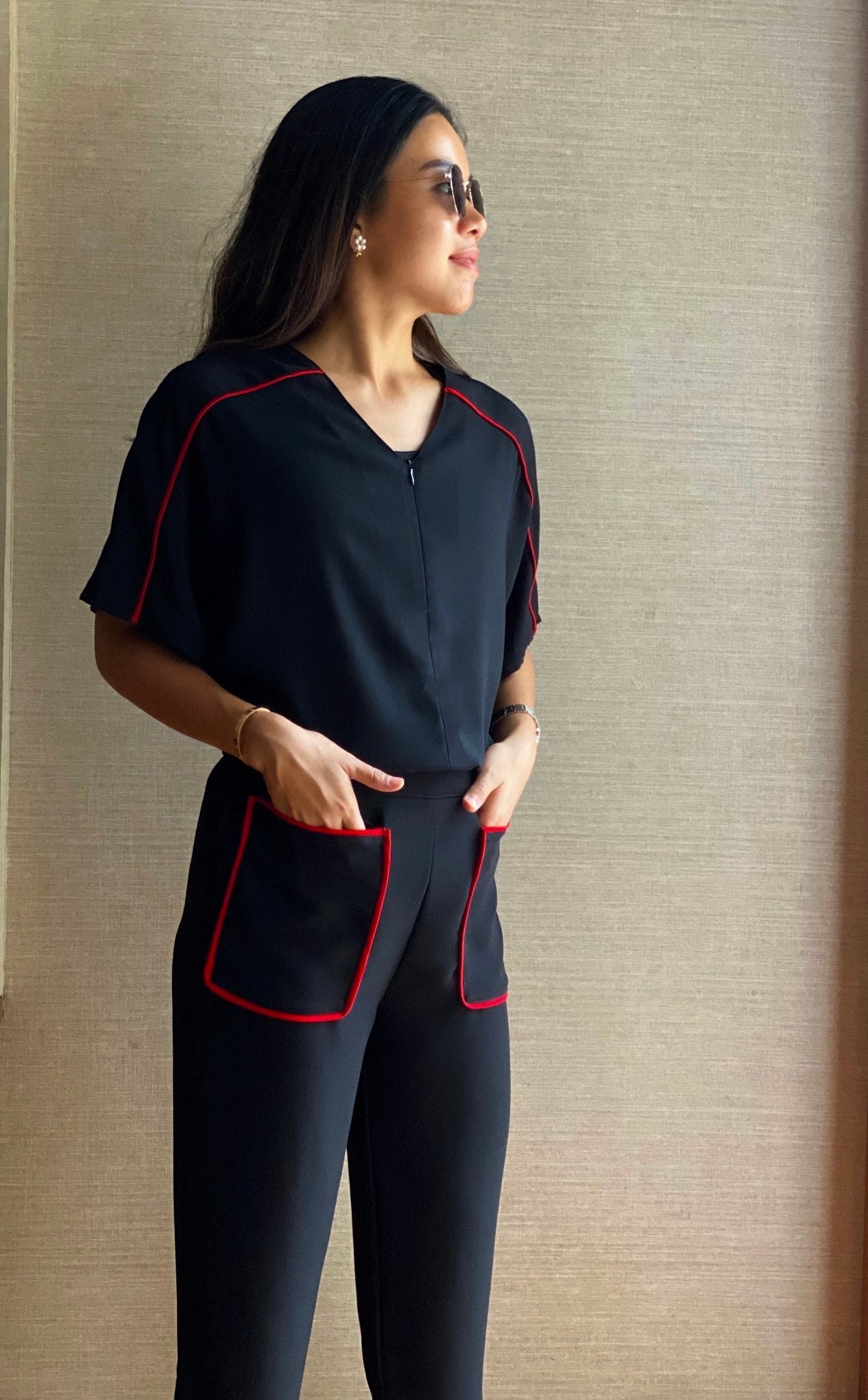 Ashley Piping Zipper Top