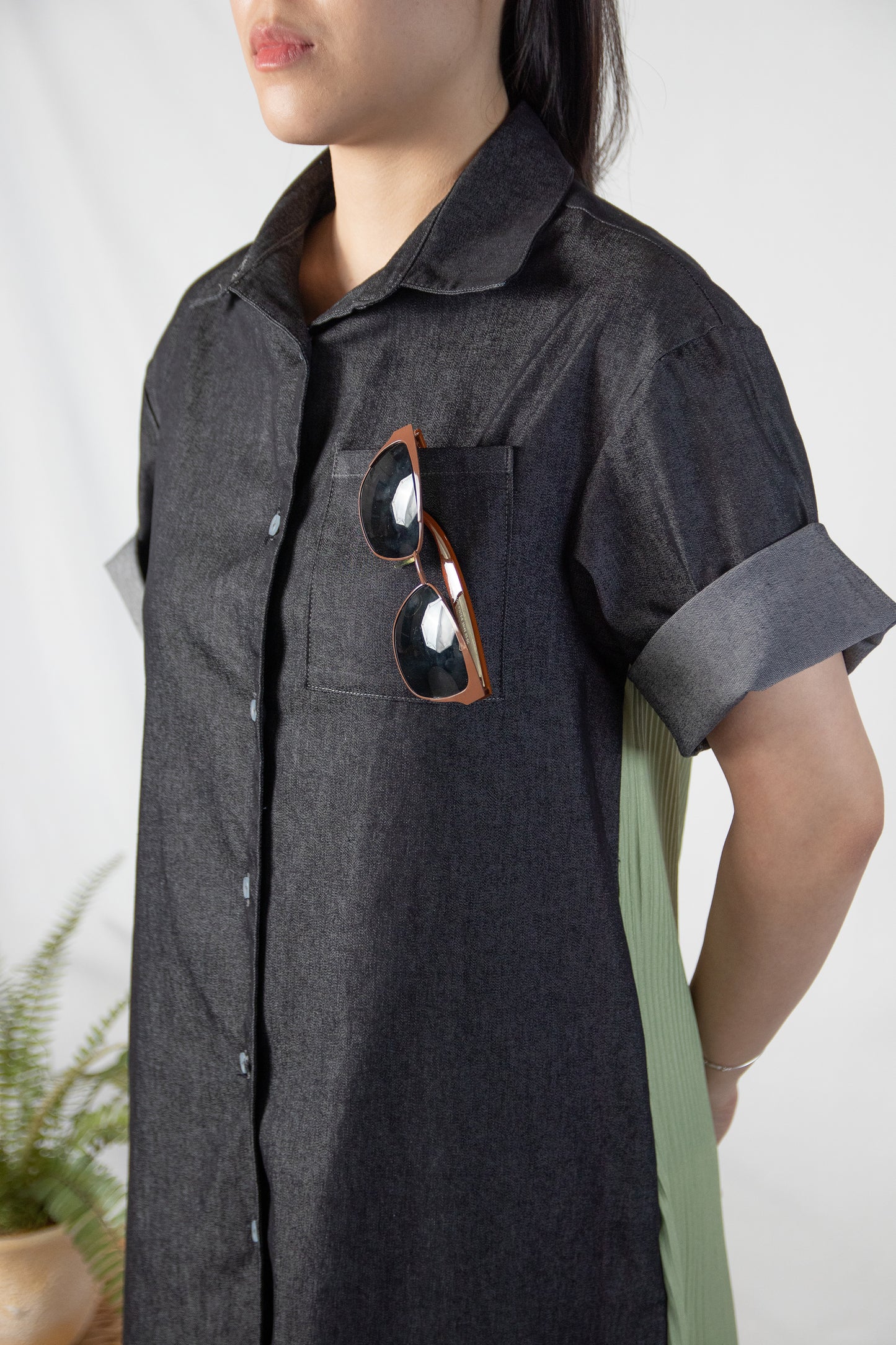 Olivia Pleated Shirt Dress (Sash Included)