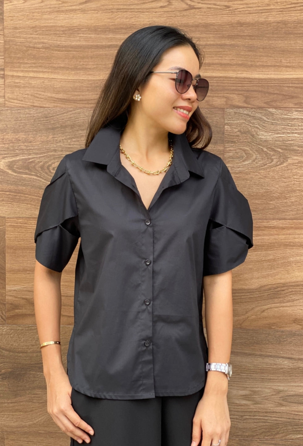 Marga Weave Sleeve Top