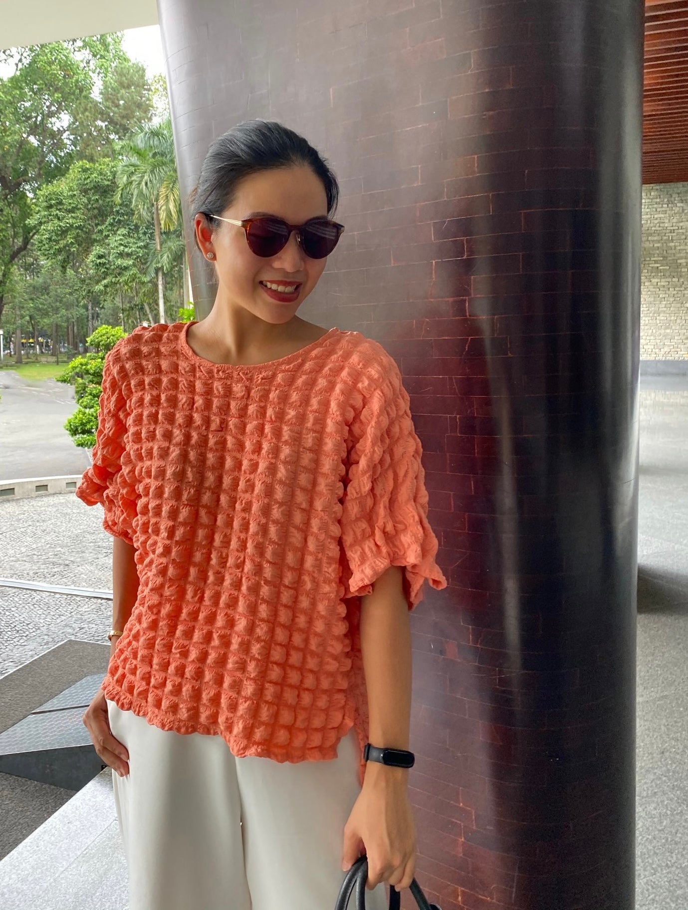 Milan (Plus Size) Waffle Detailed Sleeve Top