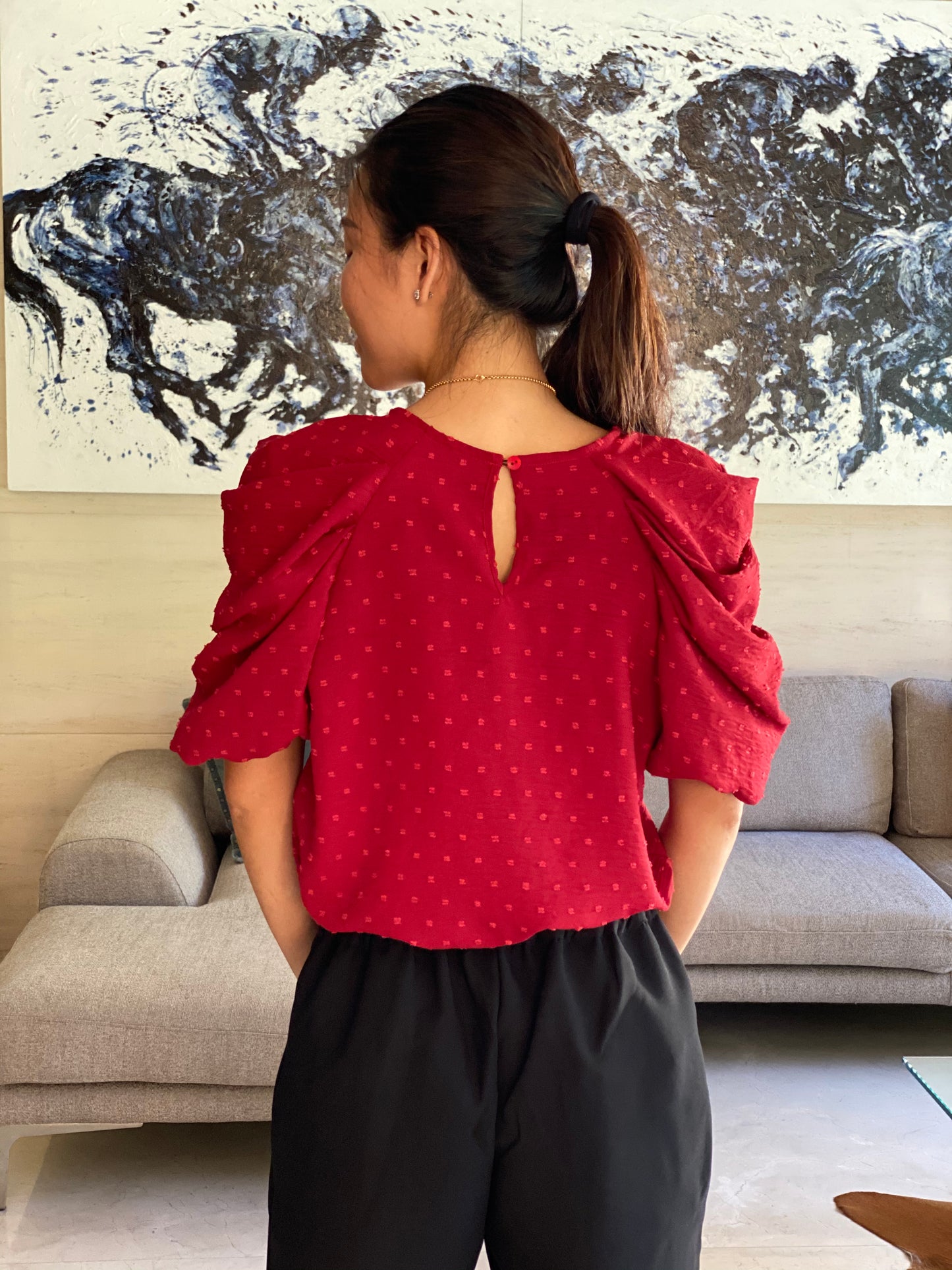 Francine (Plus Size) Dotted Embossed Top