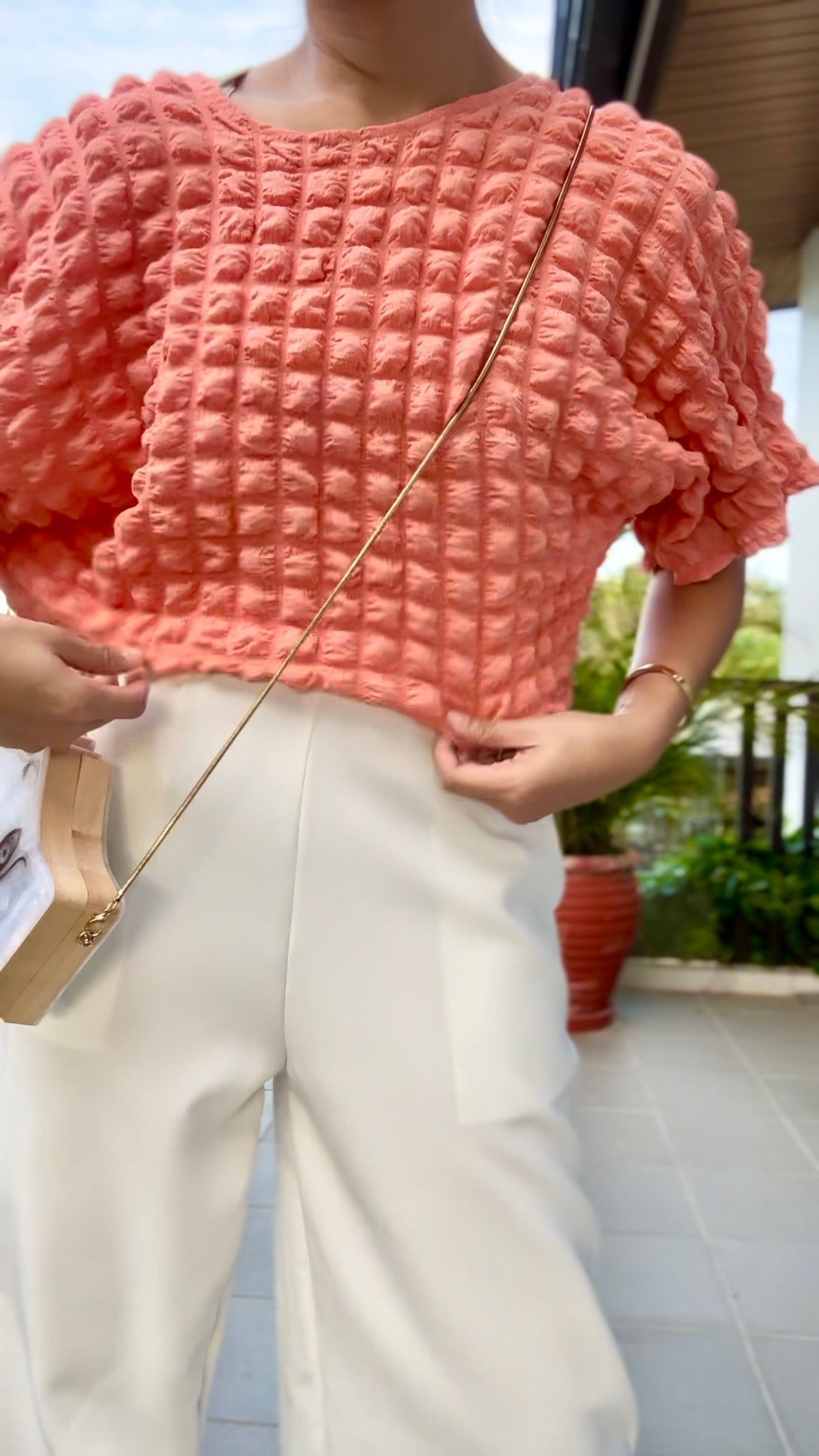 Milan (Plus Size) Waffle Detailed Sleeve Top