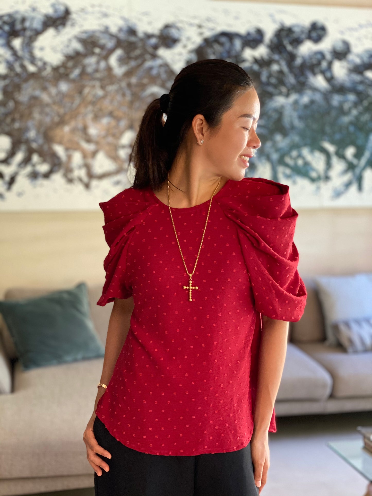 Francine (Plus Size) Dotted Embossed Top