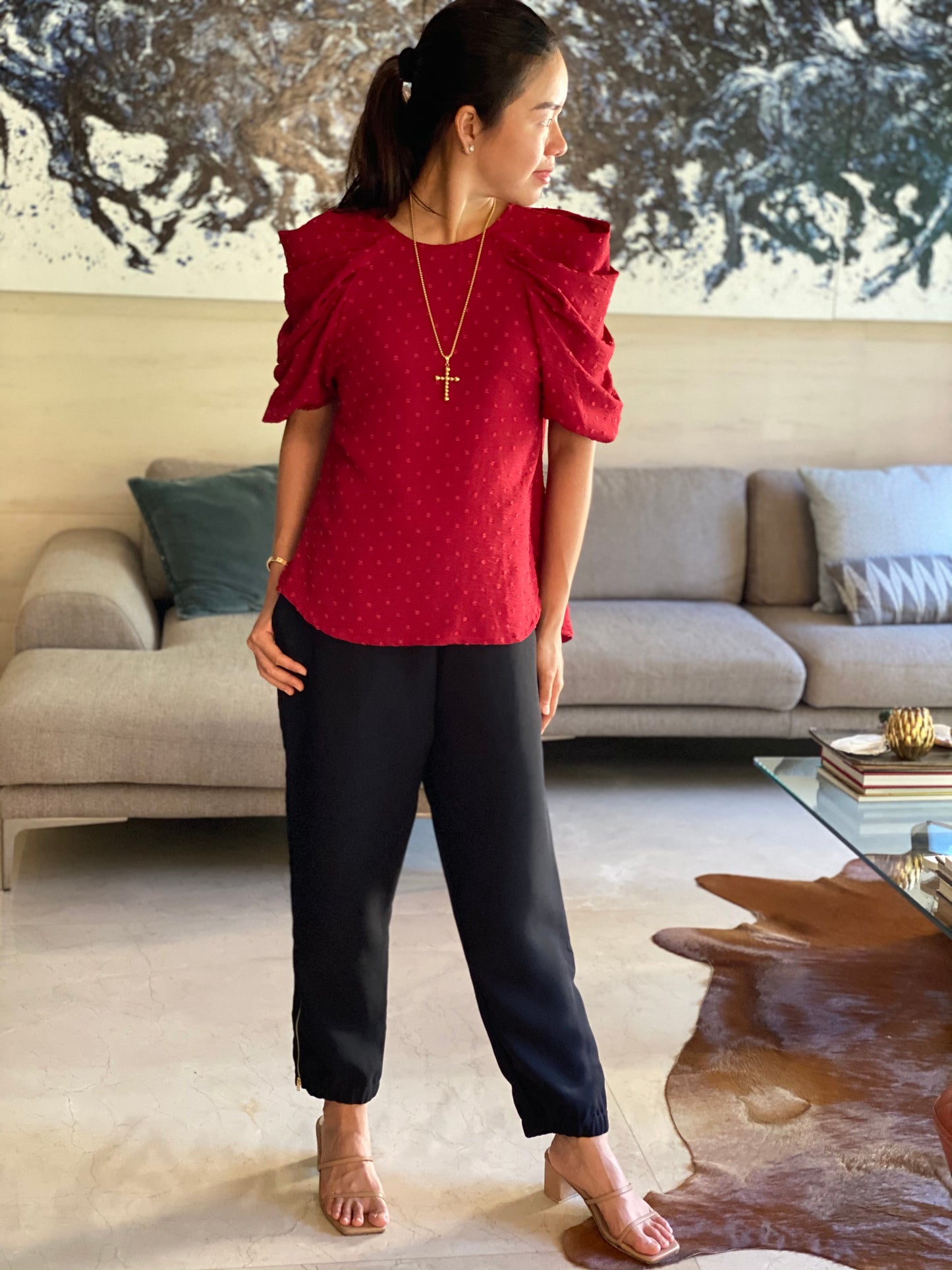 Francine (Plus Size) Dotted Embossed Top