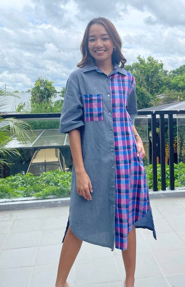 Olivia (Plus Size) Pleated Shirt Dress- Sash Included
