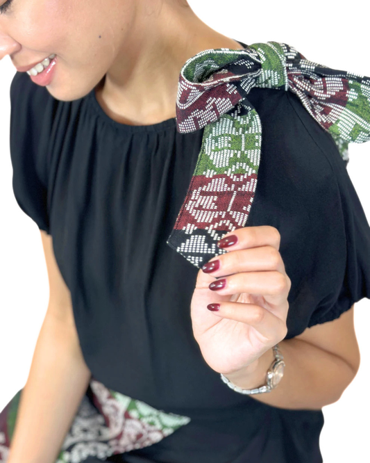 Finley Ethnic Ribbon Accent Top