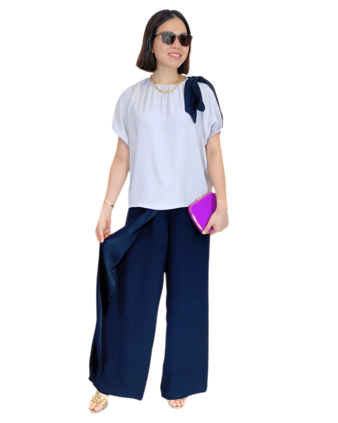 Finley (Plus Size) Ribbon Accent Top