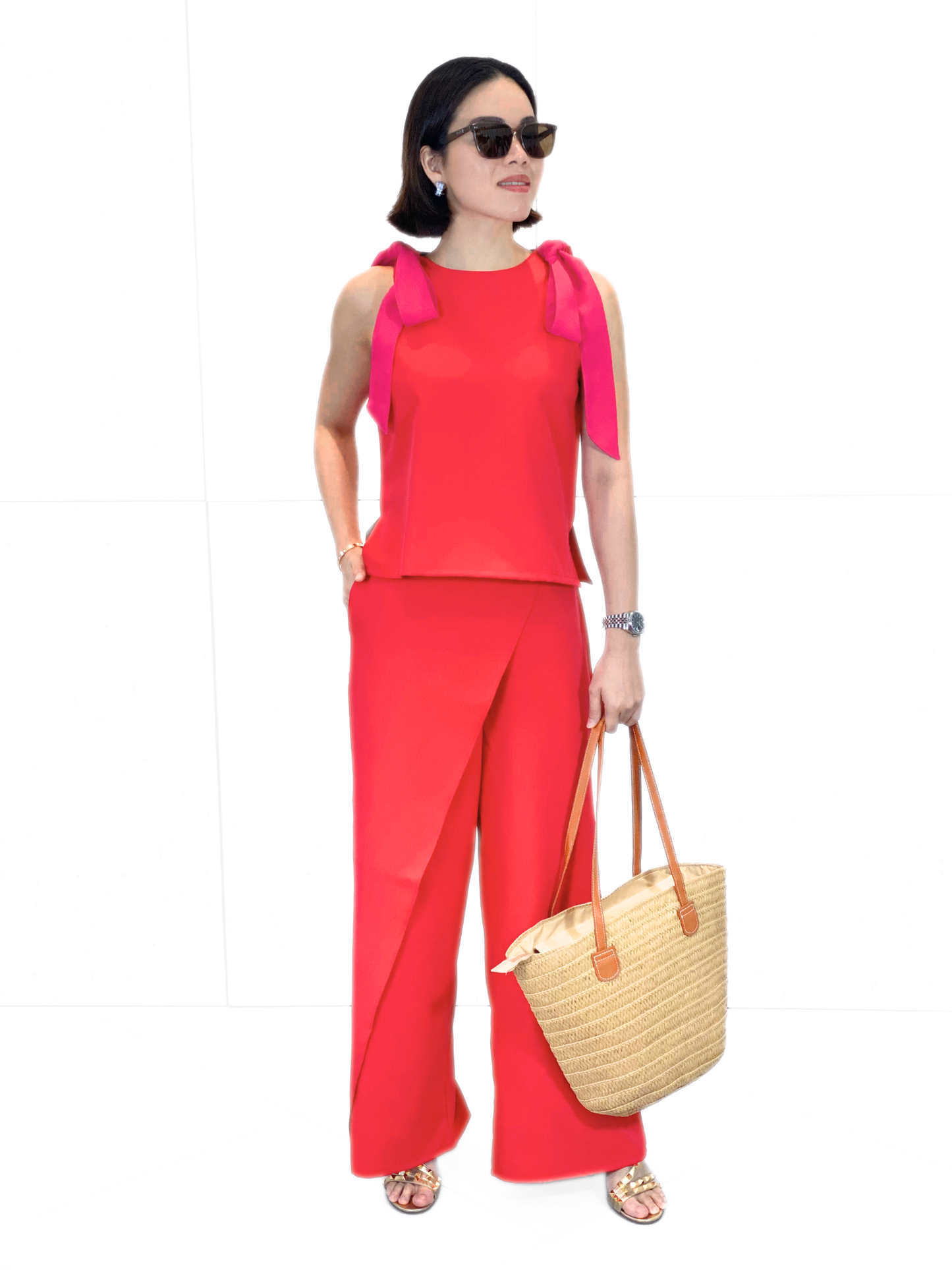 Finley Sleeveless Ribbon Accent Top