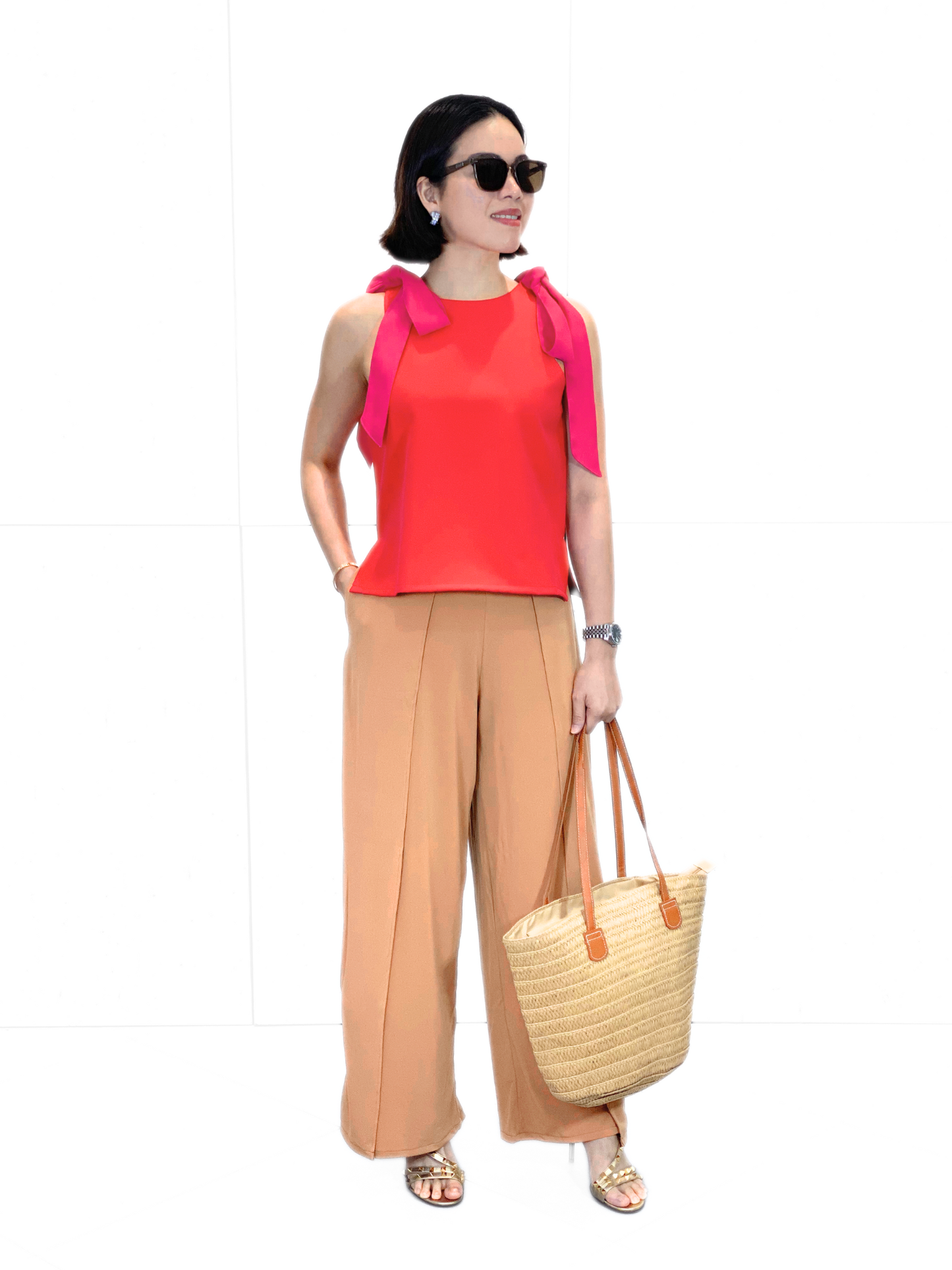 Finley Sleeveless Ribbon Accent Top