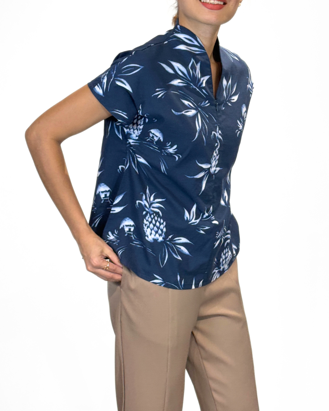 Lara (Plus Size) Zipper Polo Top