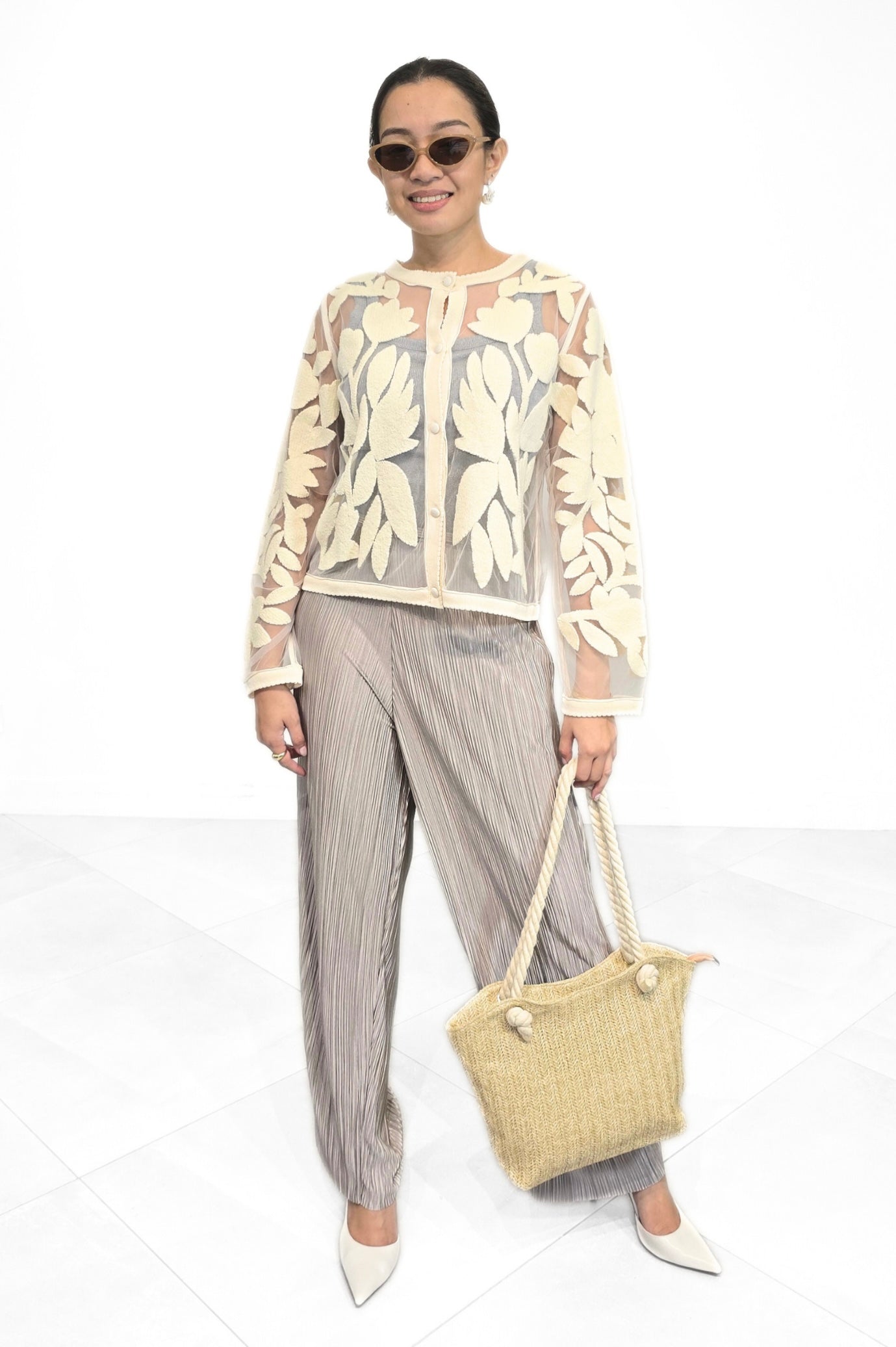 Juliet Ivory Lattice Sheer Jacket