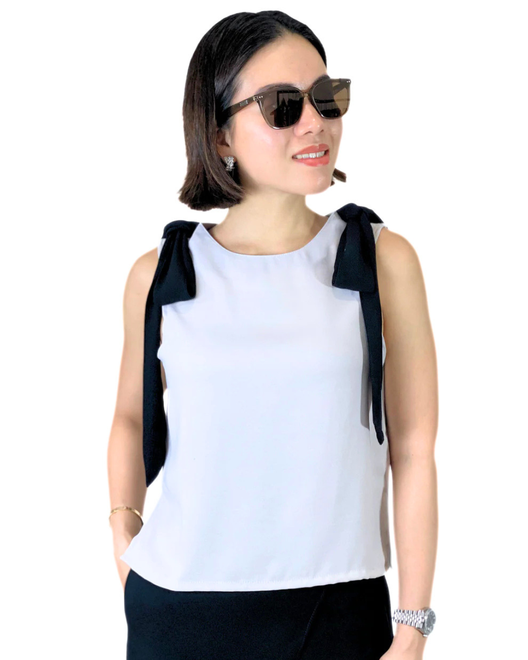 Finley Sleeveless Ribbon Accent Top
