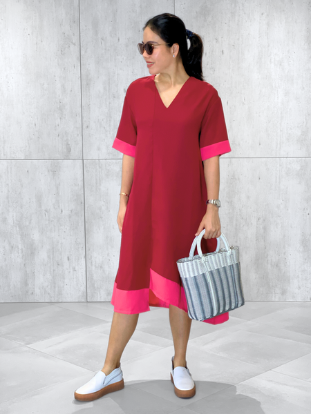 Stacy Asymmetrical Panel Dress (Sash Included)