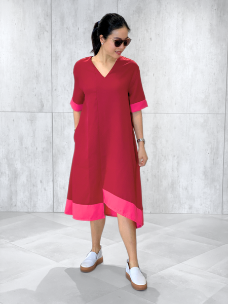 Stacy Asymmetrical Panel Dress (Sash Included)