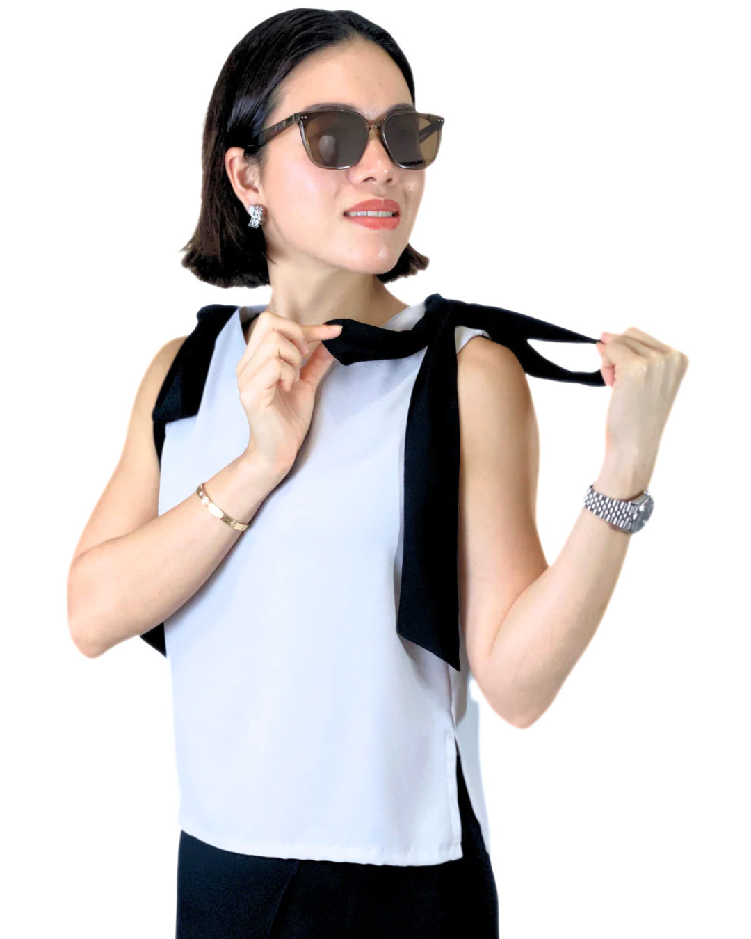 Finley Sleeveless Ribbon Accent Top