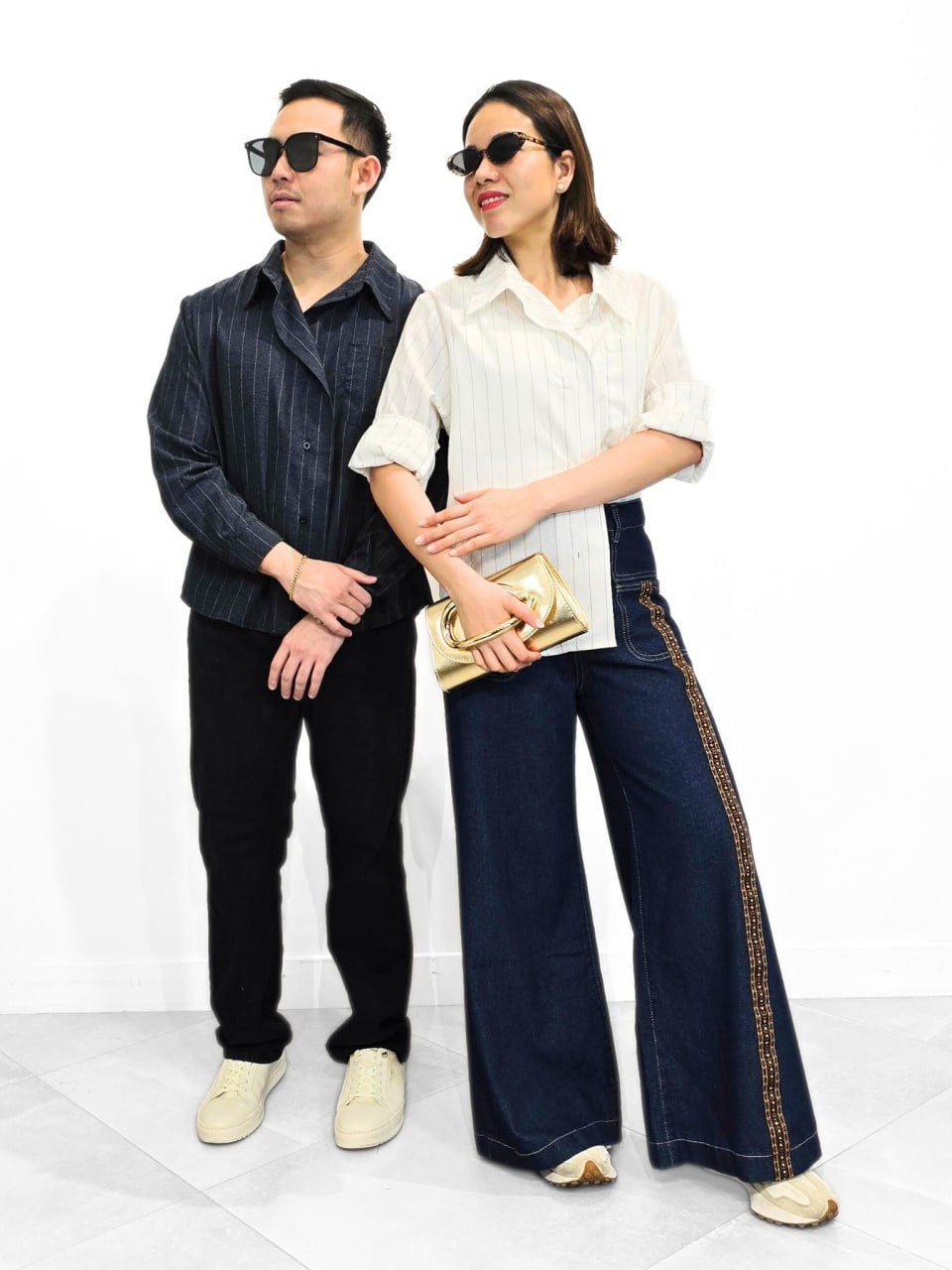 Alex Pinstripes Polo Top (Unisex)