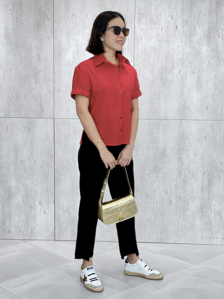 Piera Elasticized Polo Top