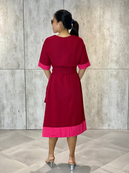 Stacy Asymmetrical Panel Dress (Sash Included)