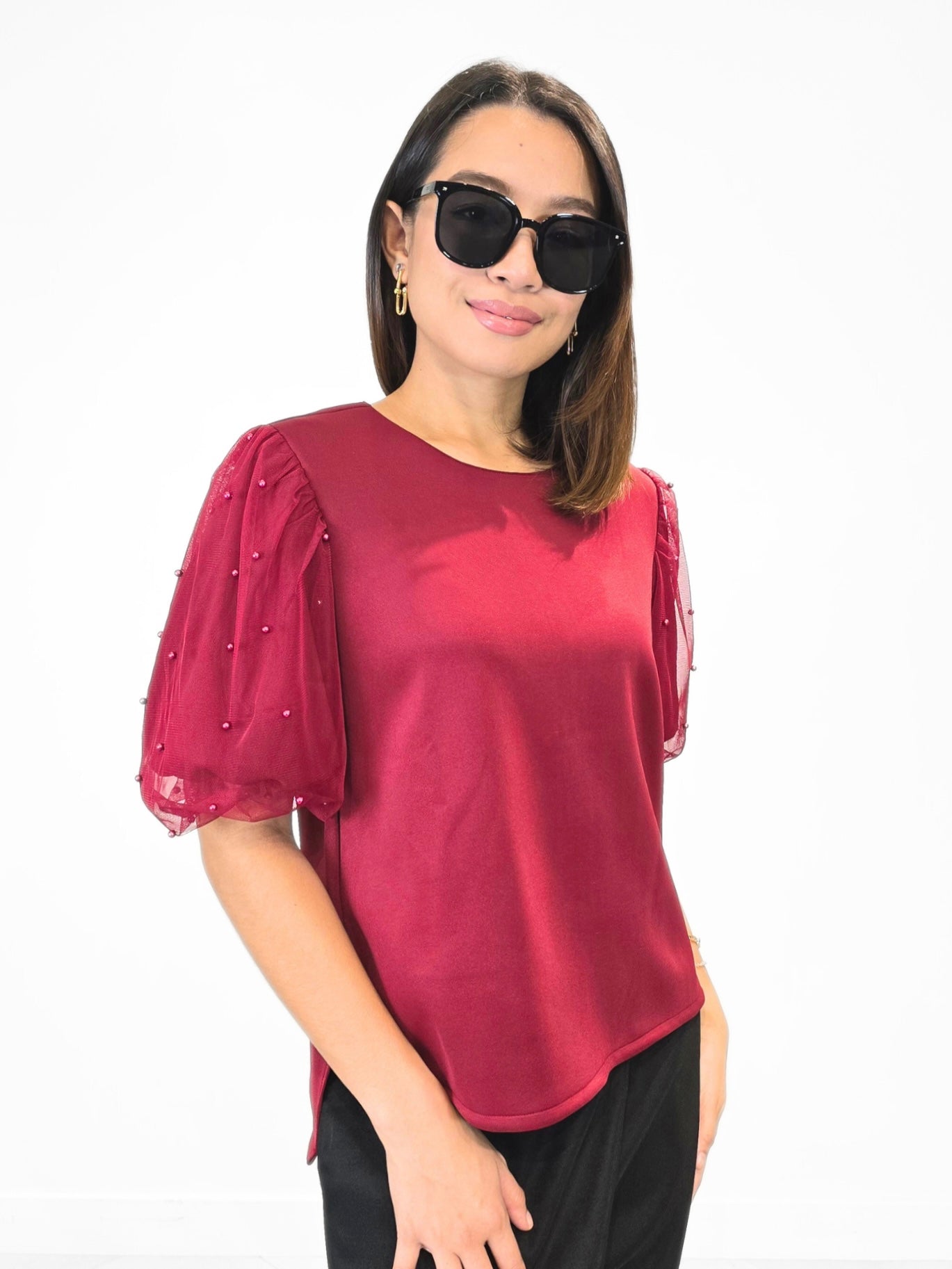 Zaya (Plus Size) Tulle Beaded Top