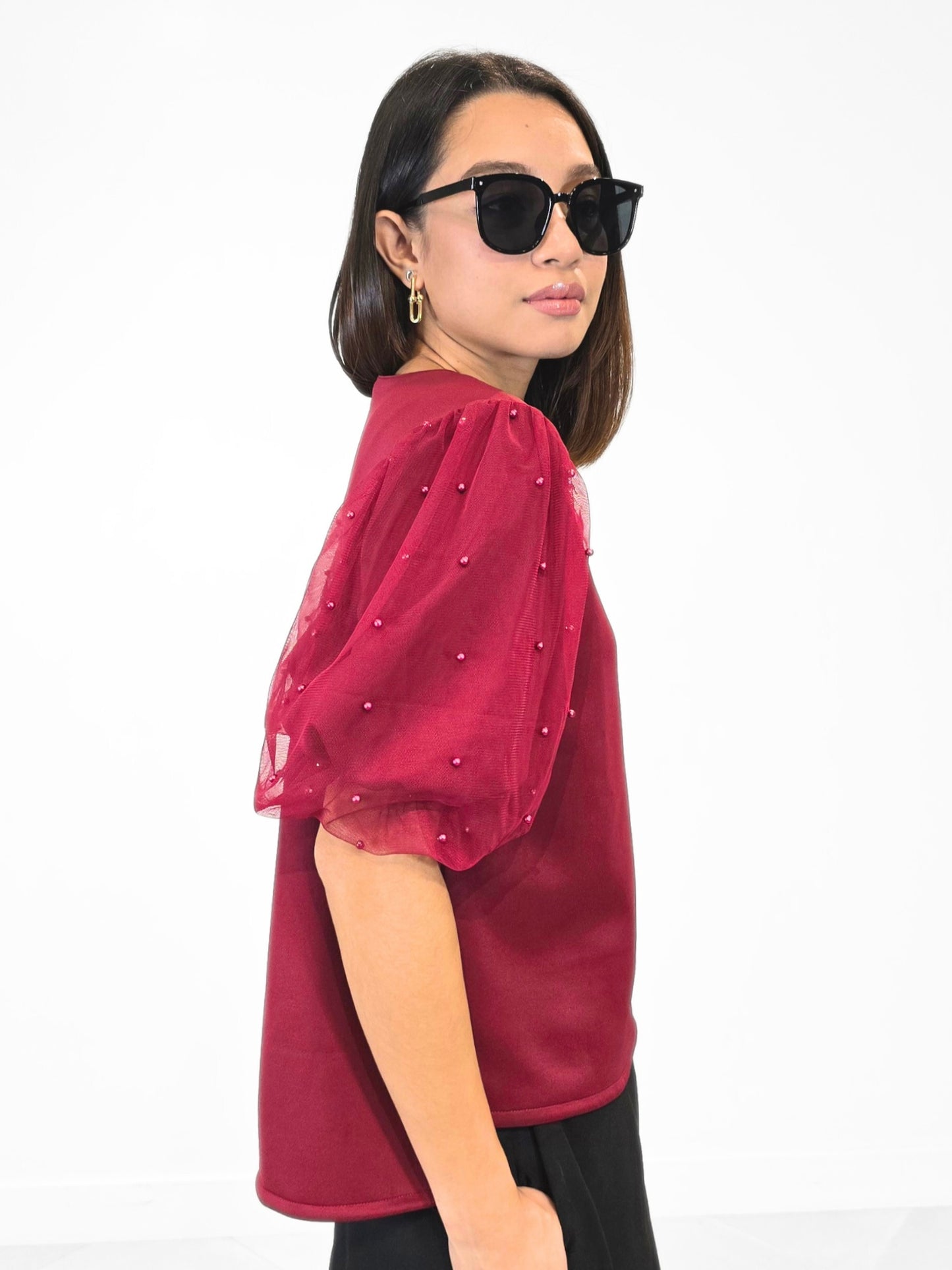 Zaya (Plus Size) Tulle Beaded Top