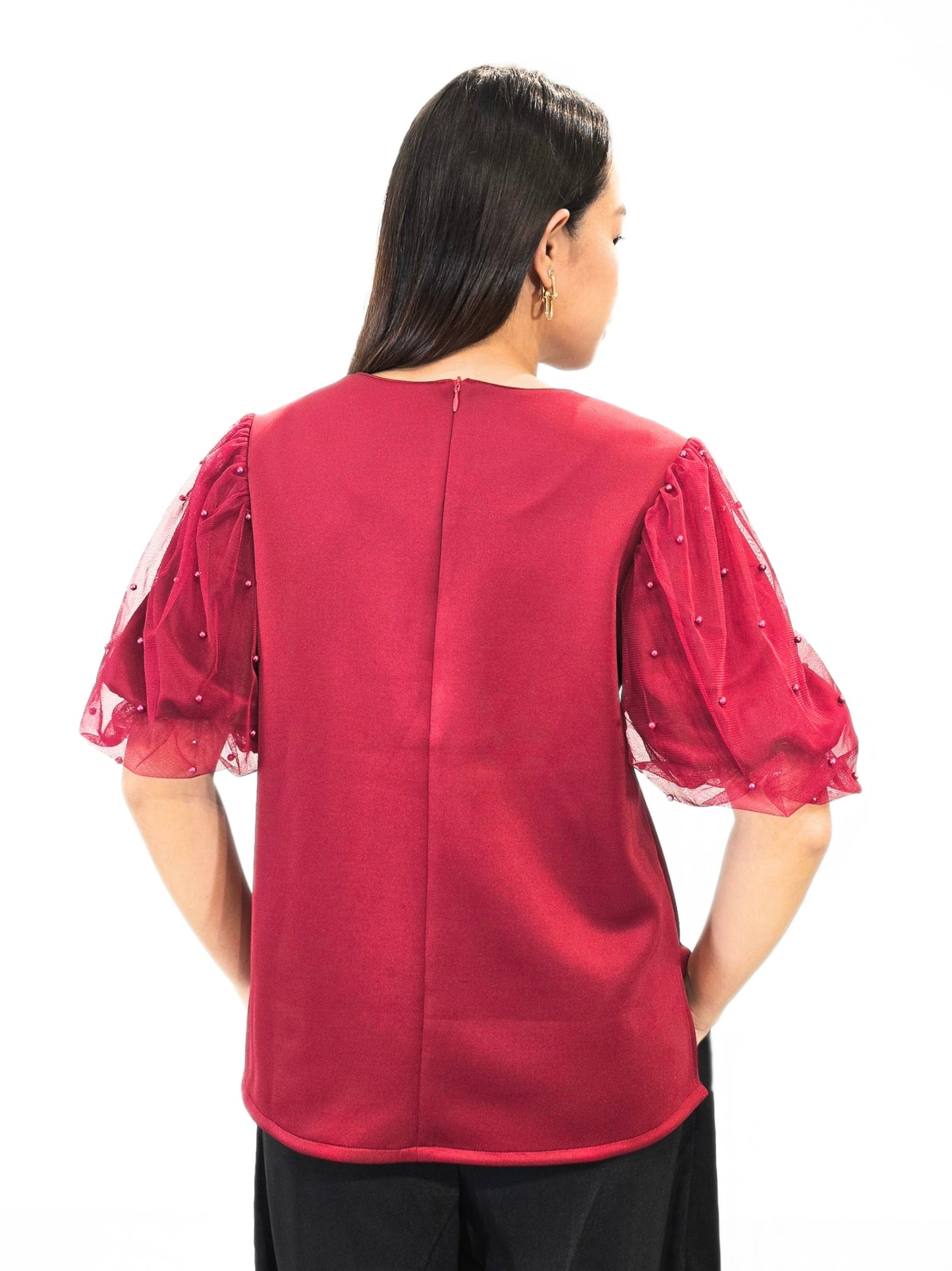 Zaya (Plus Size) Tulle Beaded Top