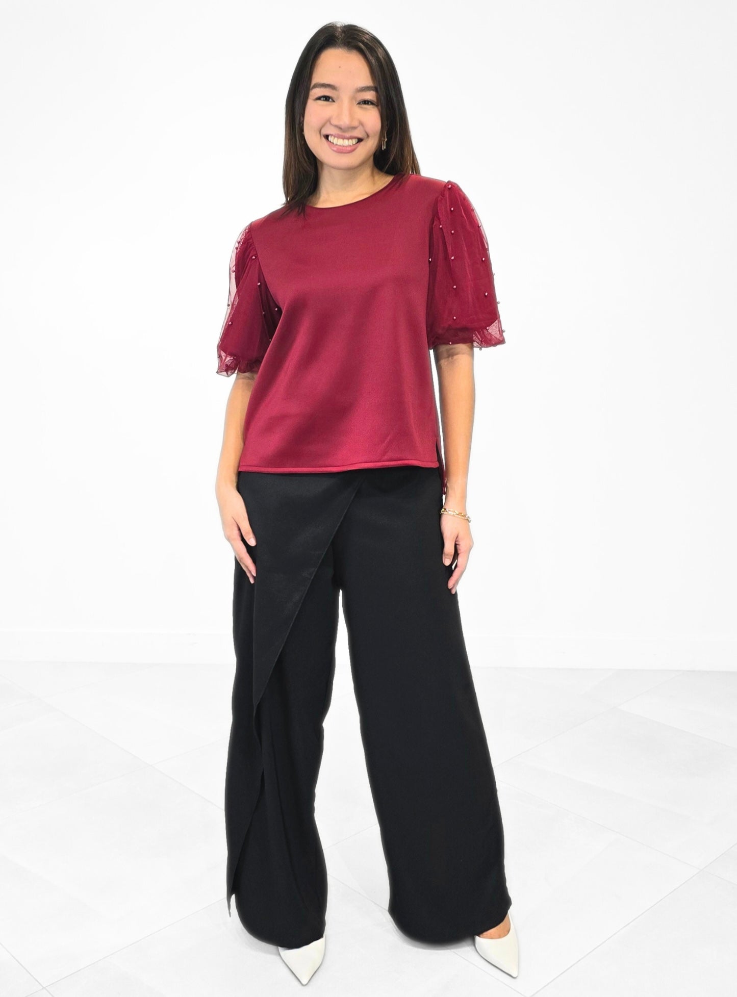 Zaya (Plus Size) Tulle Beaded Top