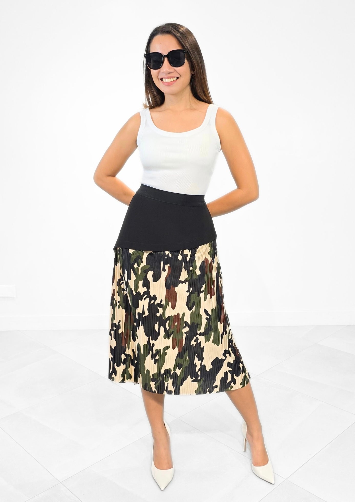 Lionel Camouflage Pleated Skirt