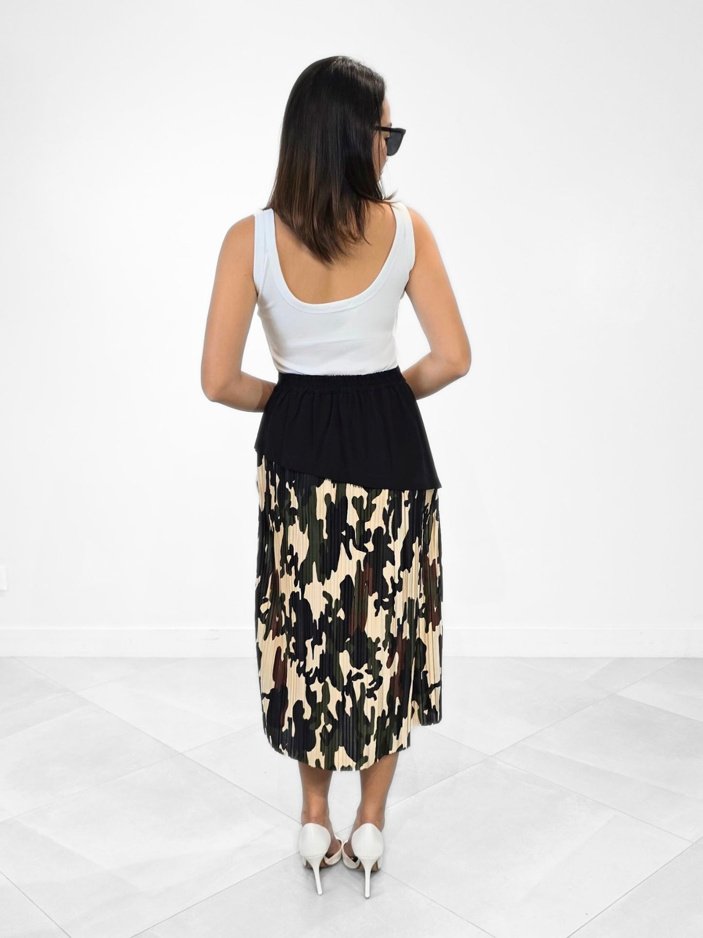 Lionel Camouflage Pleated Skirt