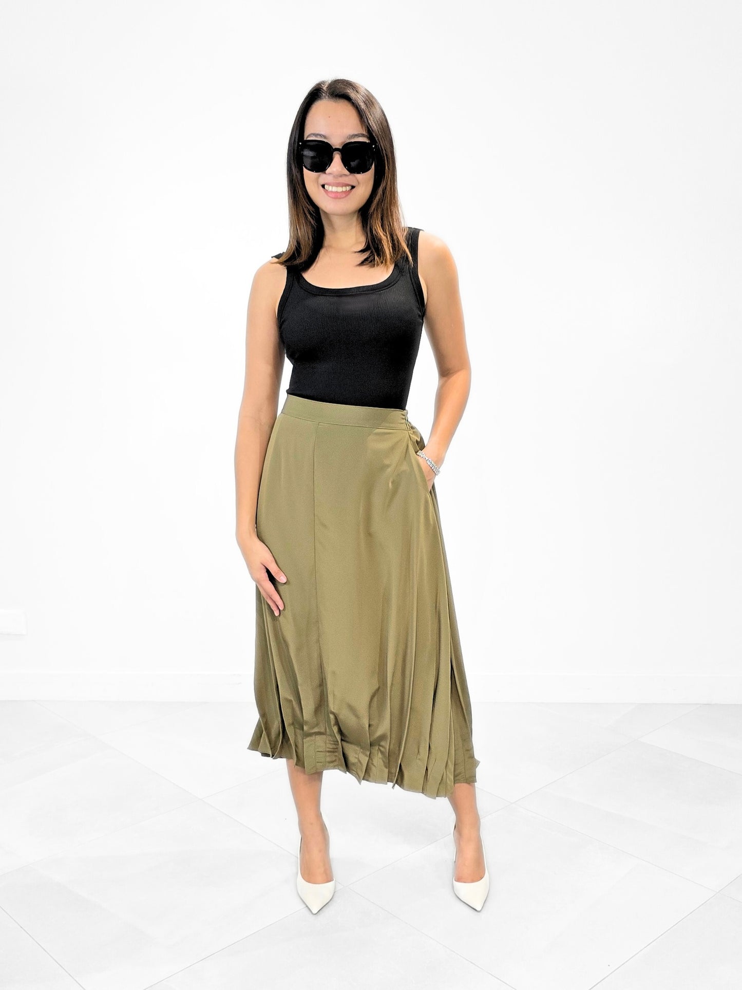 Olsen Pleated Hem Skirt
