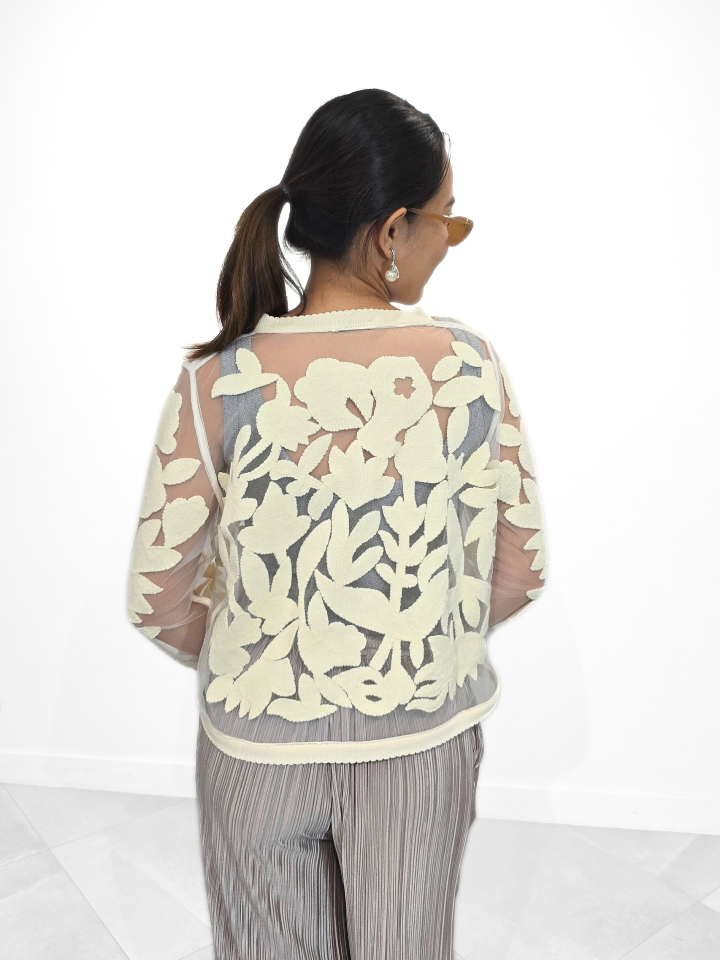 Juliet Ivory Lattice Sheer Jacket