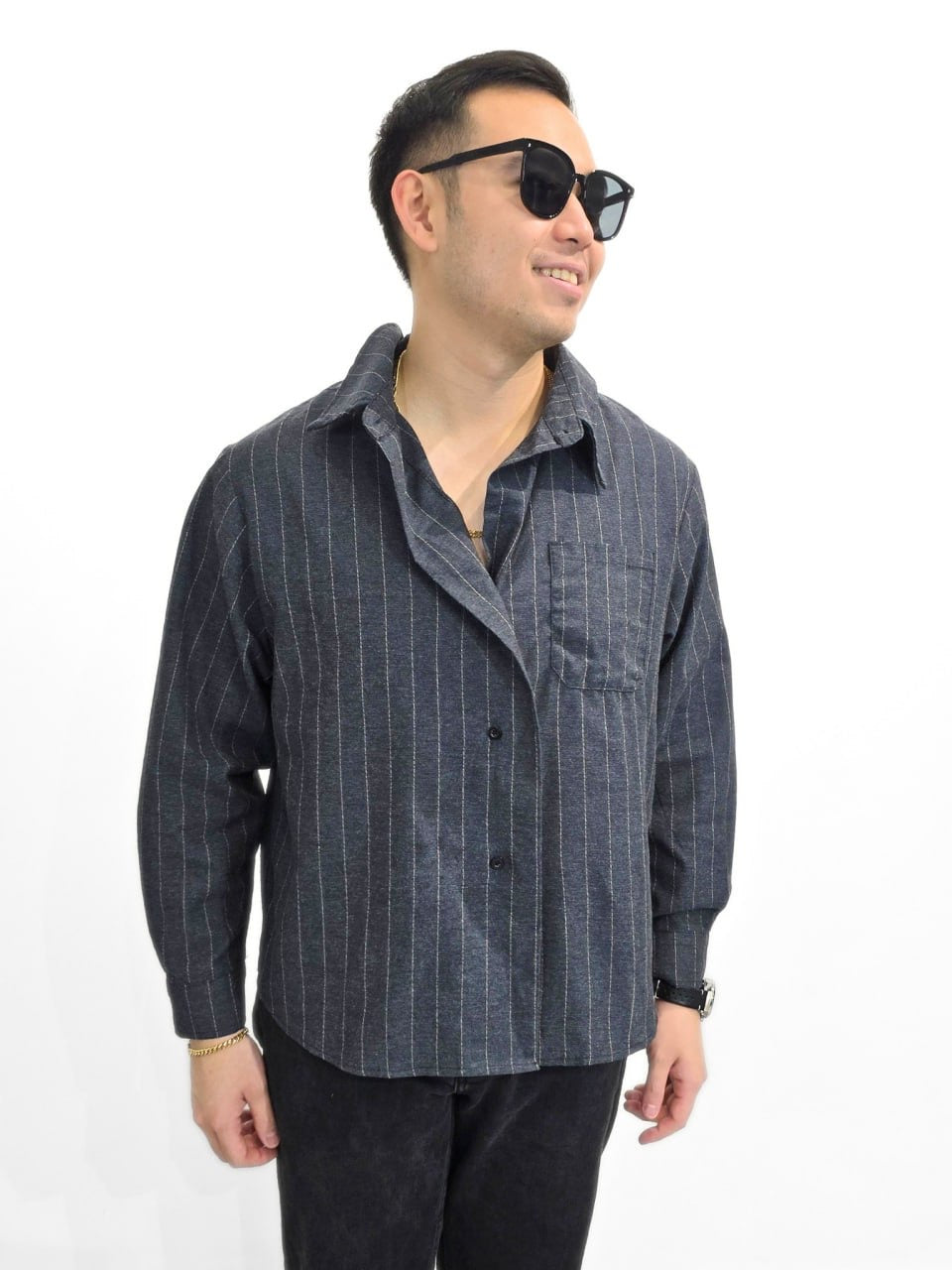 Alex Pinstripes Polo Top (Unisex)